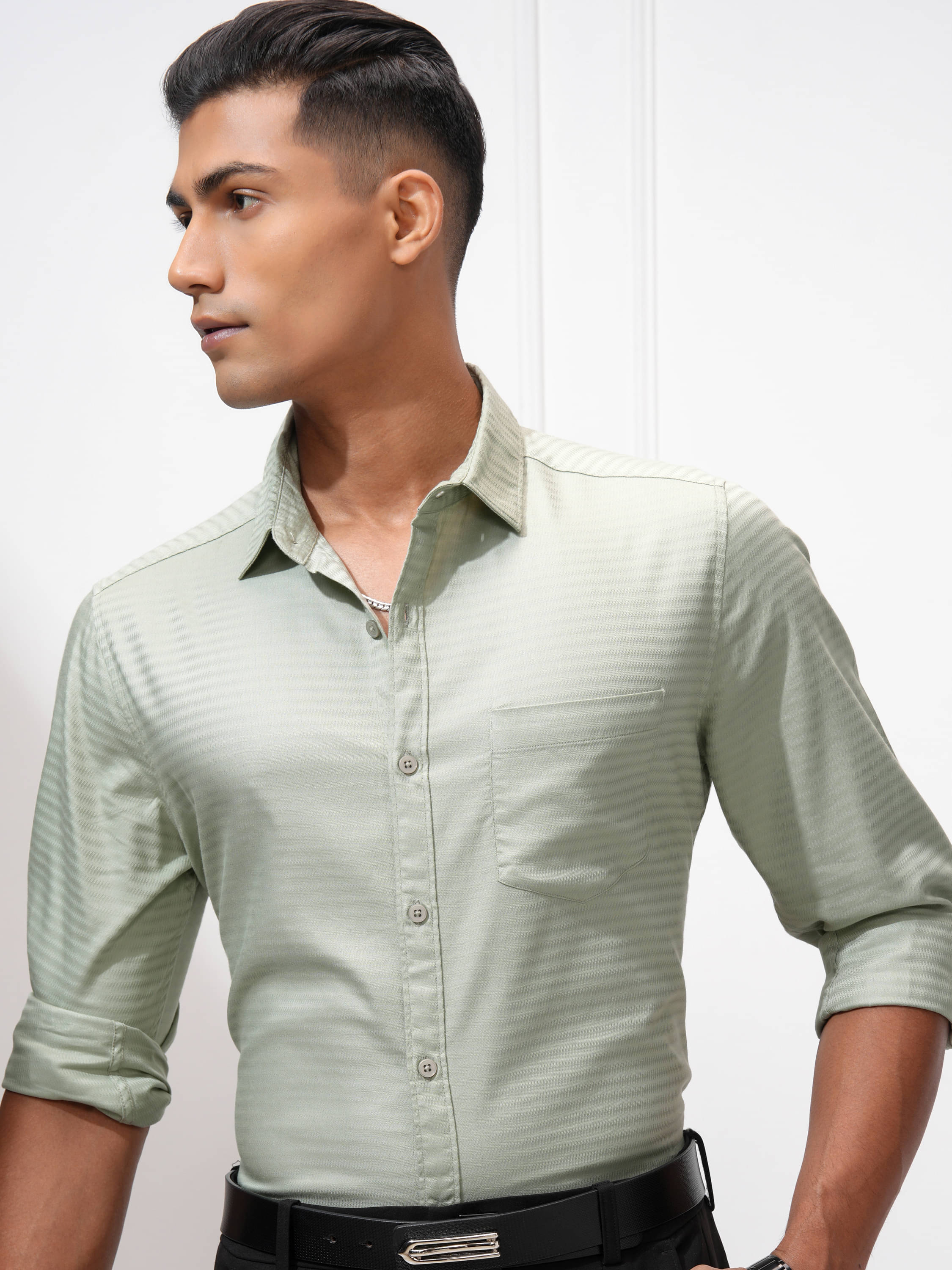 Highlander Cotton Blend Regular Fit Self Design Full Sleeves Men's Casual Shirt - Green ( Pack of 1 ) Highlander Cotton Blend Regular Fit Self Design Full Sleeves Men's Casual Shirt - Green ( Pack of 1 )