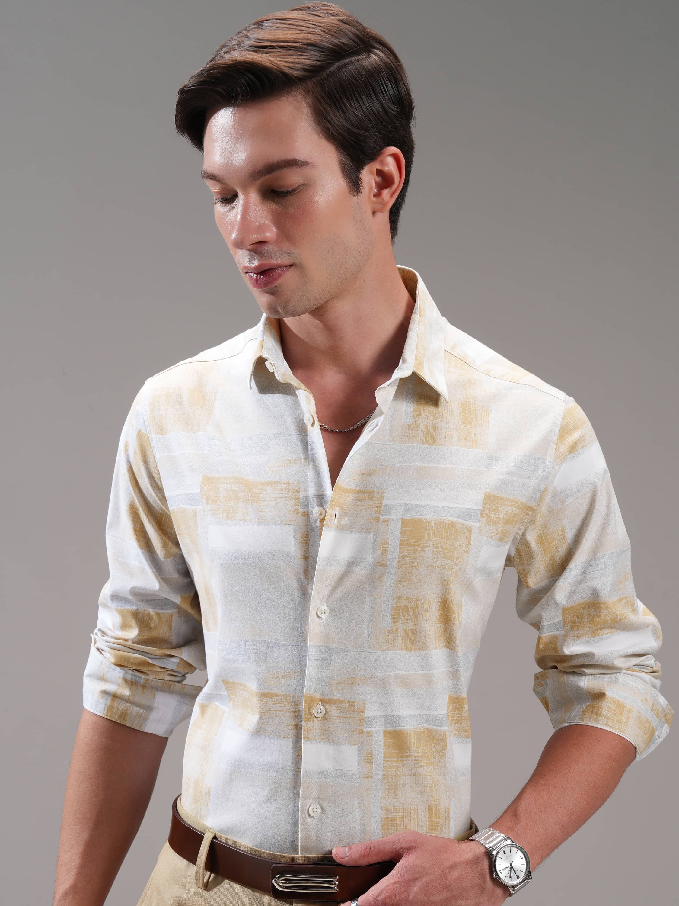     			Highlander Cotton Blend Slim Fit Printed Full Sleeves Men's Casual Shirt - Multicolor ( Pack of 1 )