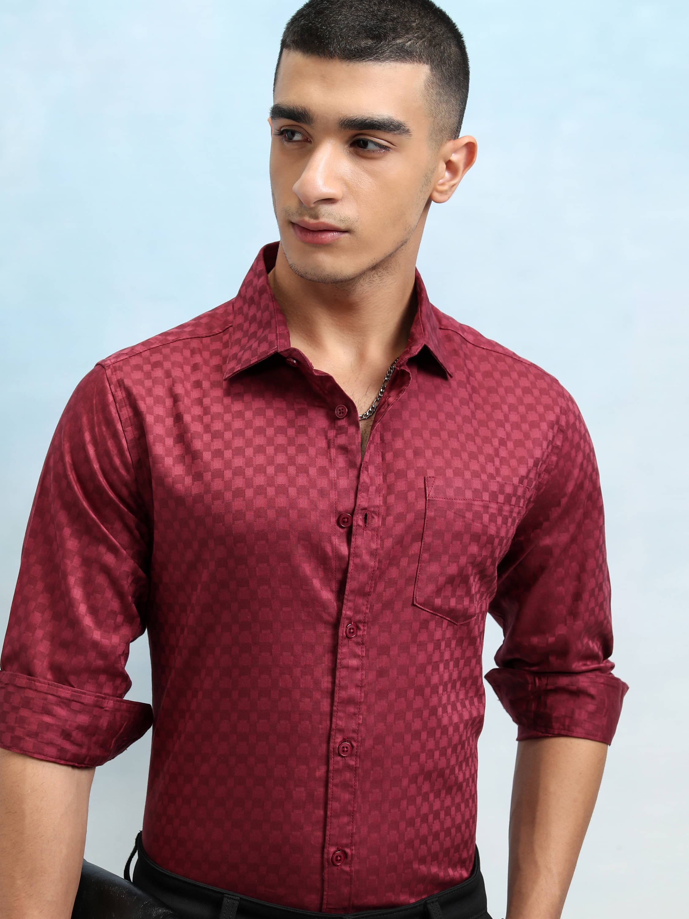 Highlander Cotton Blend Slim Fit Self Design Full Sleeves Men's Casual Shirt - Maroon ( Pack of 1 )     			Highlander Cotton Blend Slim Fit Self Design Full Sleeves Men's Casual Shirt - Maroon ( Pack of 1 )