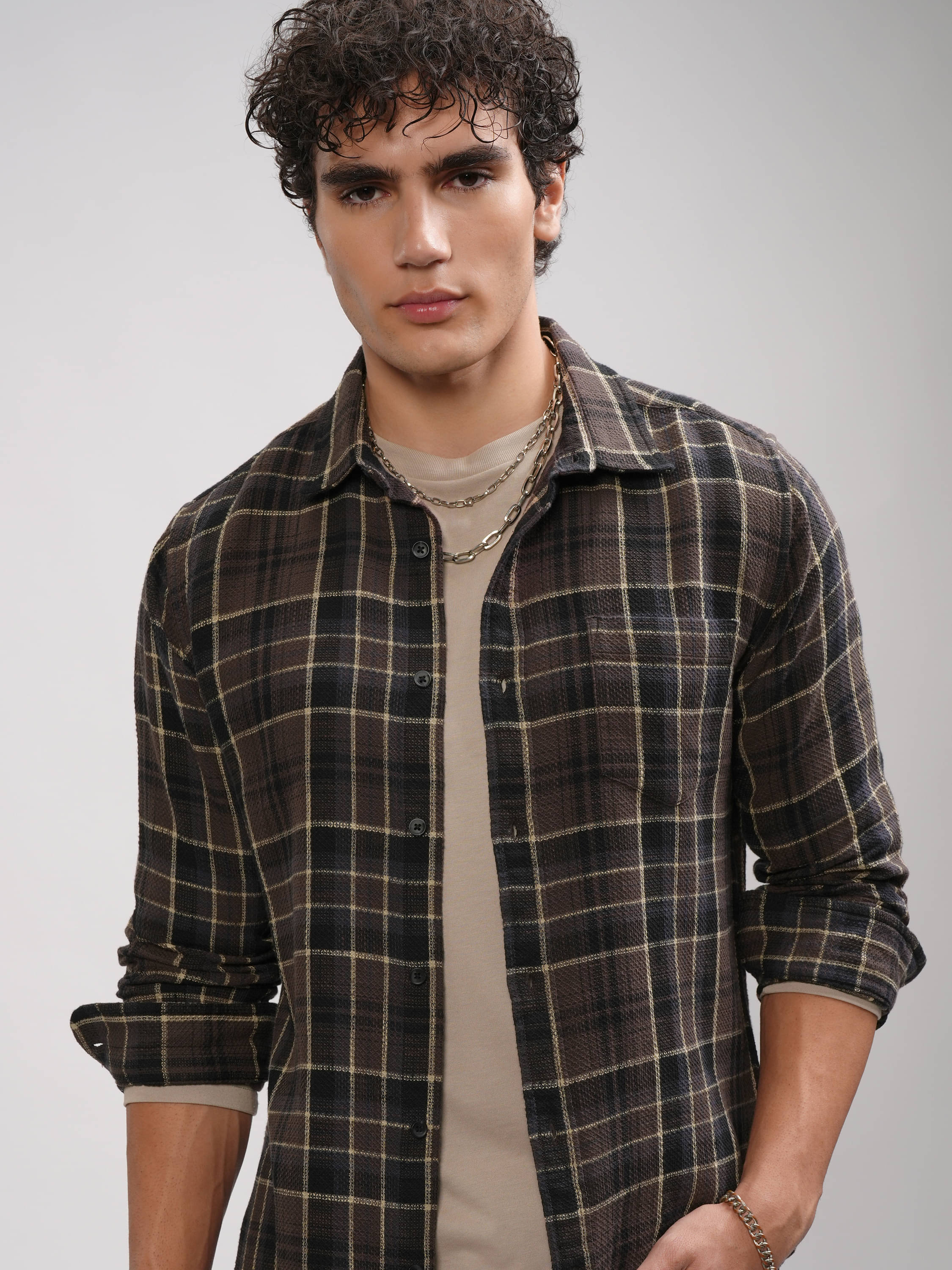 Highlander Cotton Blend Slim Fit Checks Full Sleeves Men's Casual Shirt - Brown ( Pack of 1 ) Highlander Cotton Blend Slim Fit Checks Full Sleeves Men's Casual Shirt - Brown ( Pack of 1 )