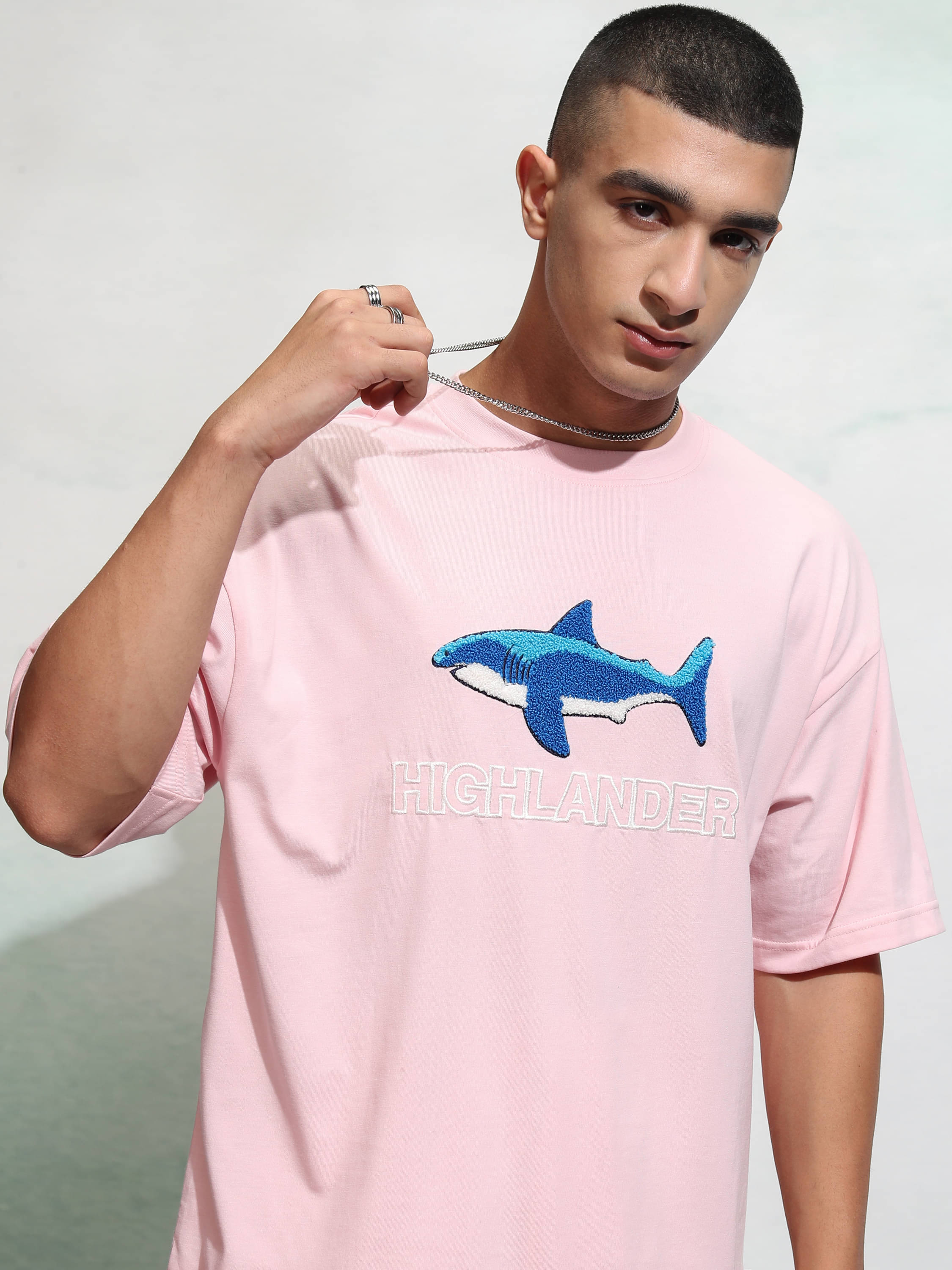 Highlander Men Cotton Blend Oversized Fit Printed T-Shirt ( Pink ) Highlander Men Cotton Blend Oversized Fit Printed T-Shirt ( Pink )
