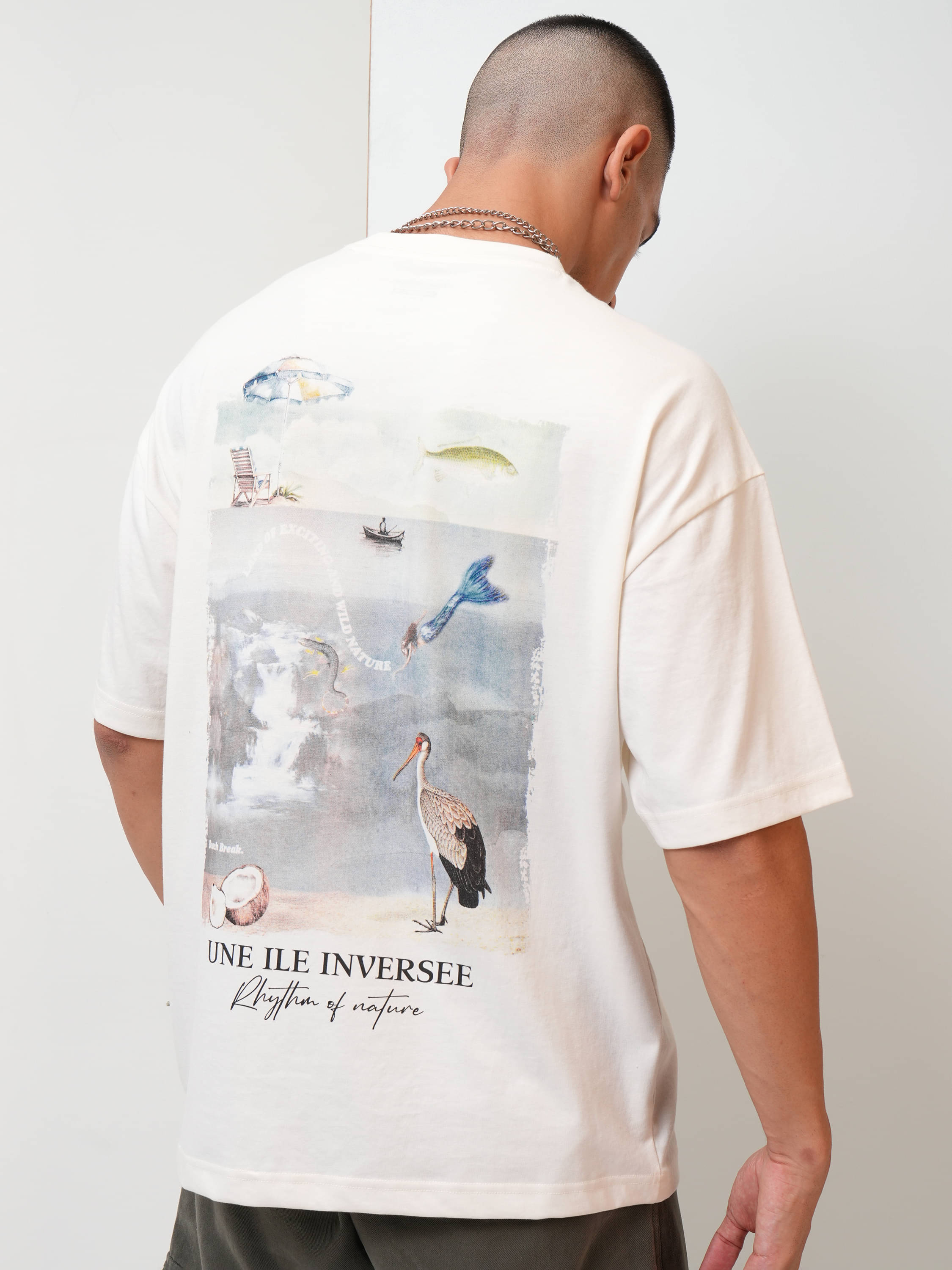     			Highlander Men Cotton Blend Oversized Fit Solid T-Shirt ( Off White )