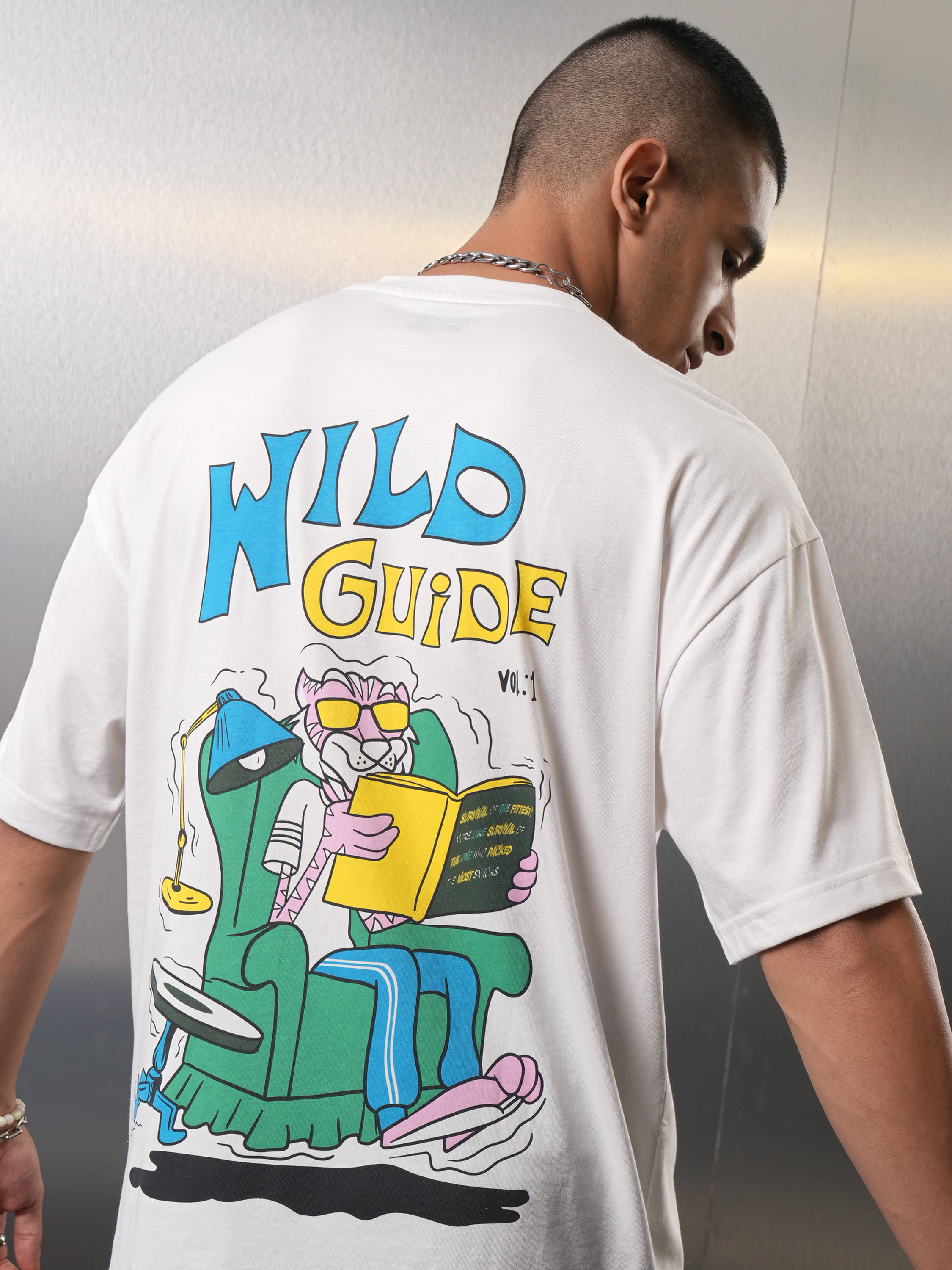     			Highlander Men Cotton Blend Oversized Fit Printed T-Shirt ( White )