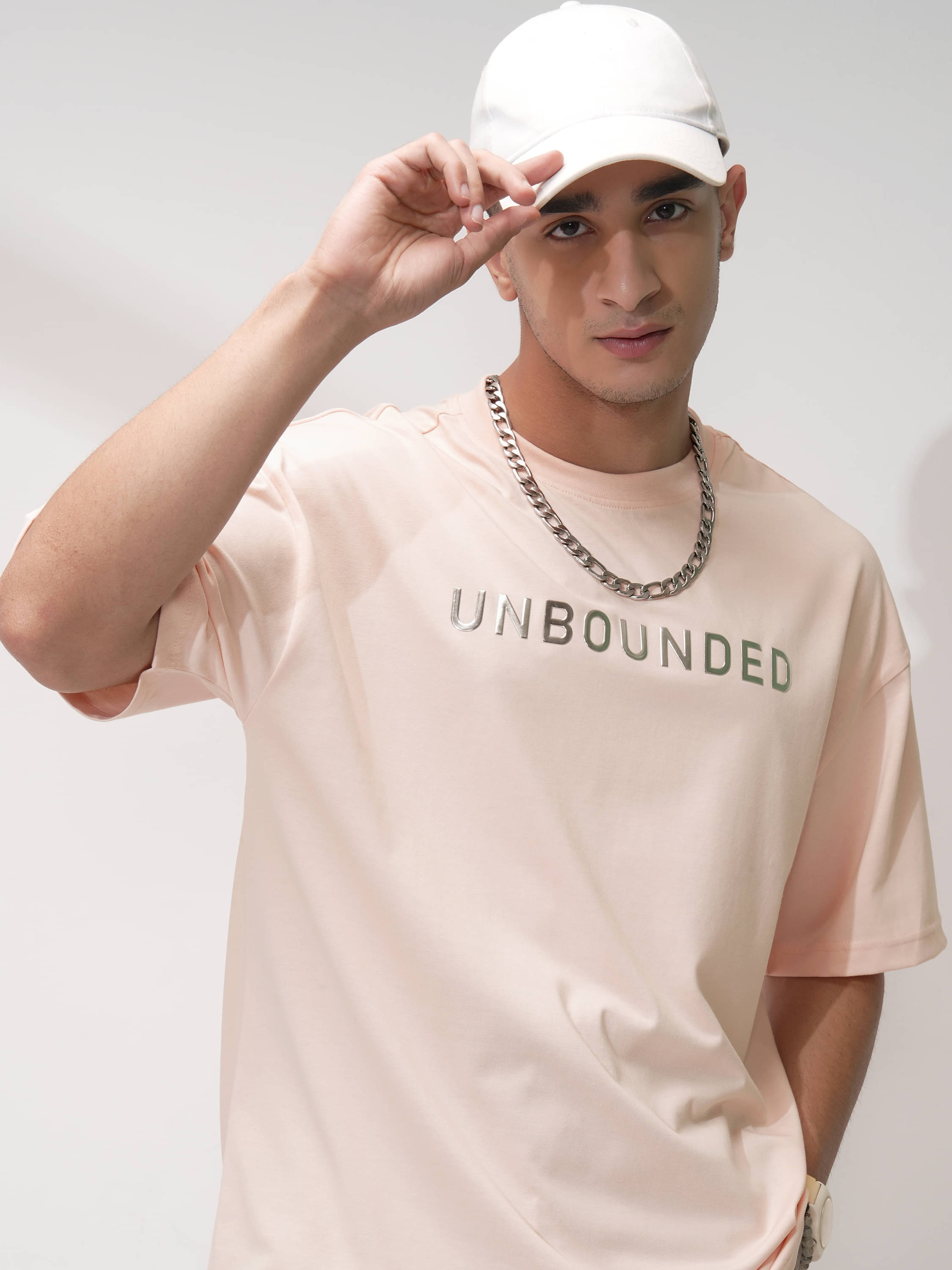 Highlander Men Cotton Blend Oversized Fit Printed T-Shirt ( Peach ) Highlander Men Cotton Blend Oversized Fit Printed T-Shirt ( Peach )