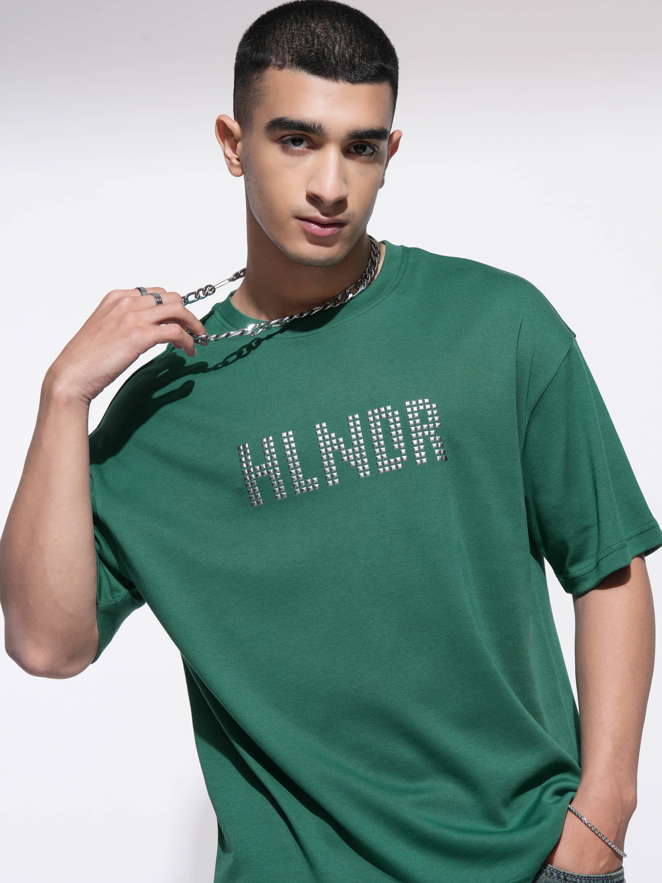 Highlander Men Cotton Blend Oversized Fit Printed T-Shirt ( Green ) Highlander Men Cotton Blend Oversized Fit Printed T-Shirt ( Green )