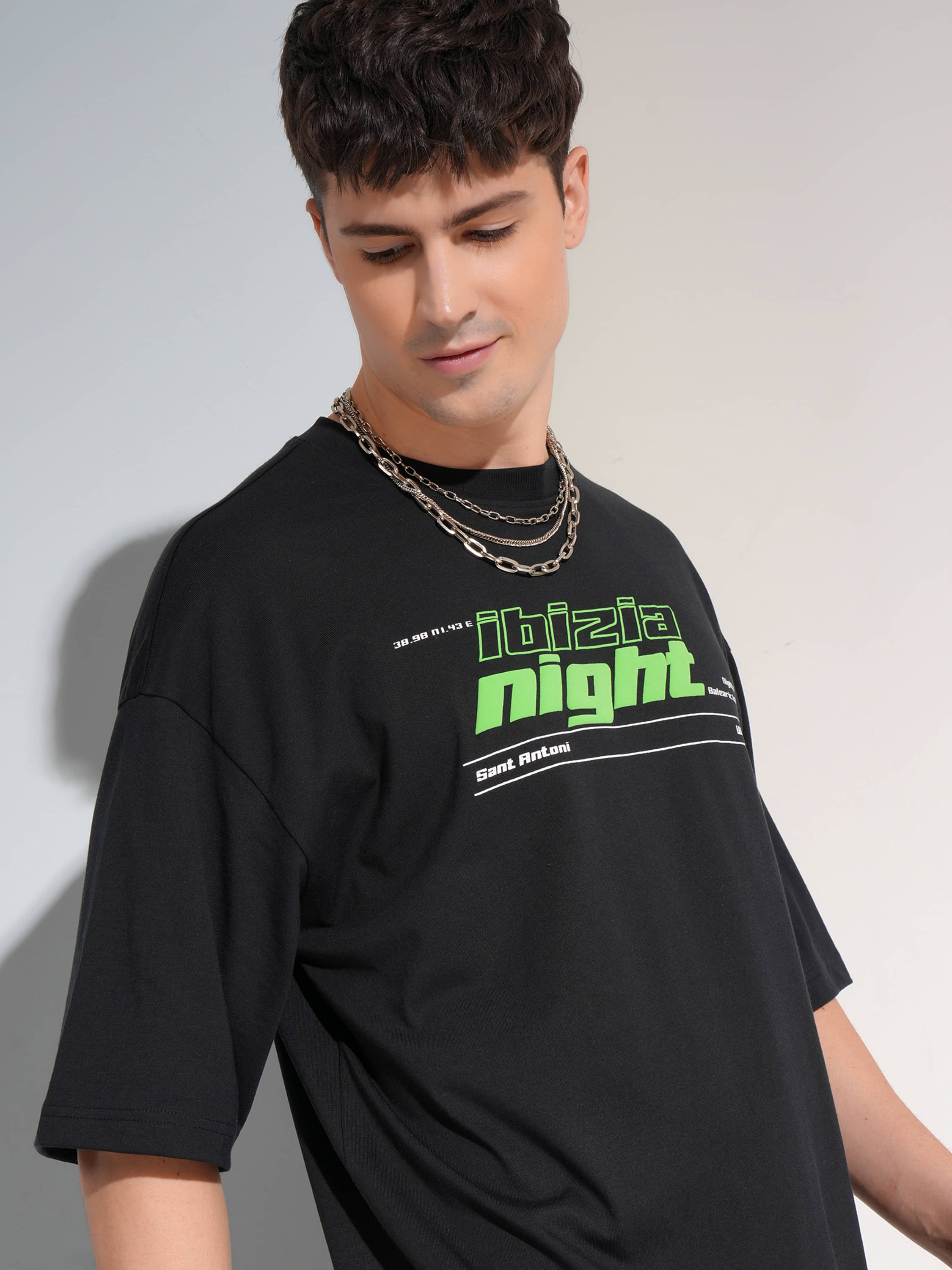     			Highlander Men Cotton Blend Oversized Fit Printed T-Shirt ( Black )