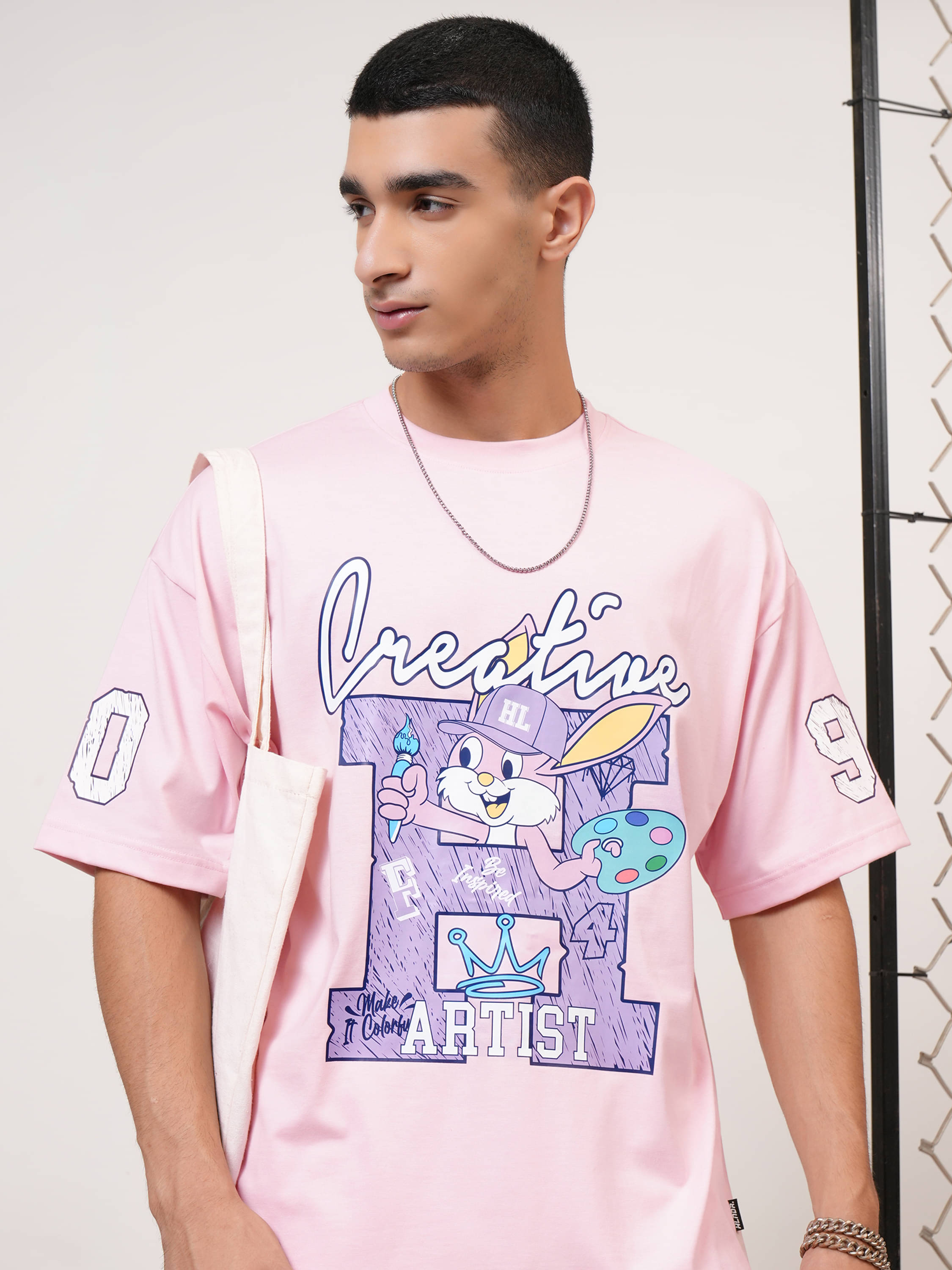 Highlander Men Cotton Blend Oversized Fit Printed T-Shirt ( Pink ) Highlander Men Cotton Blend Oversized Fit Printed T-Shirt ( Pink )