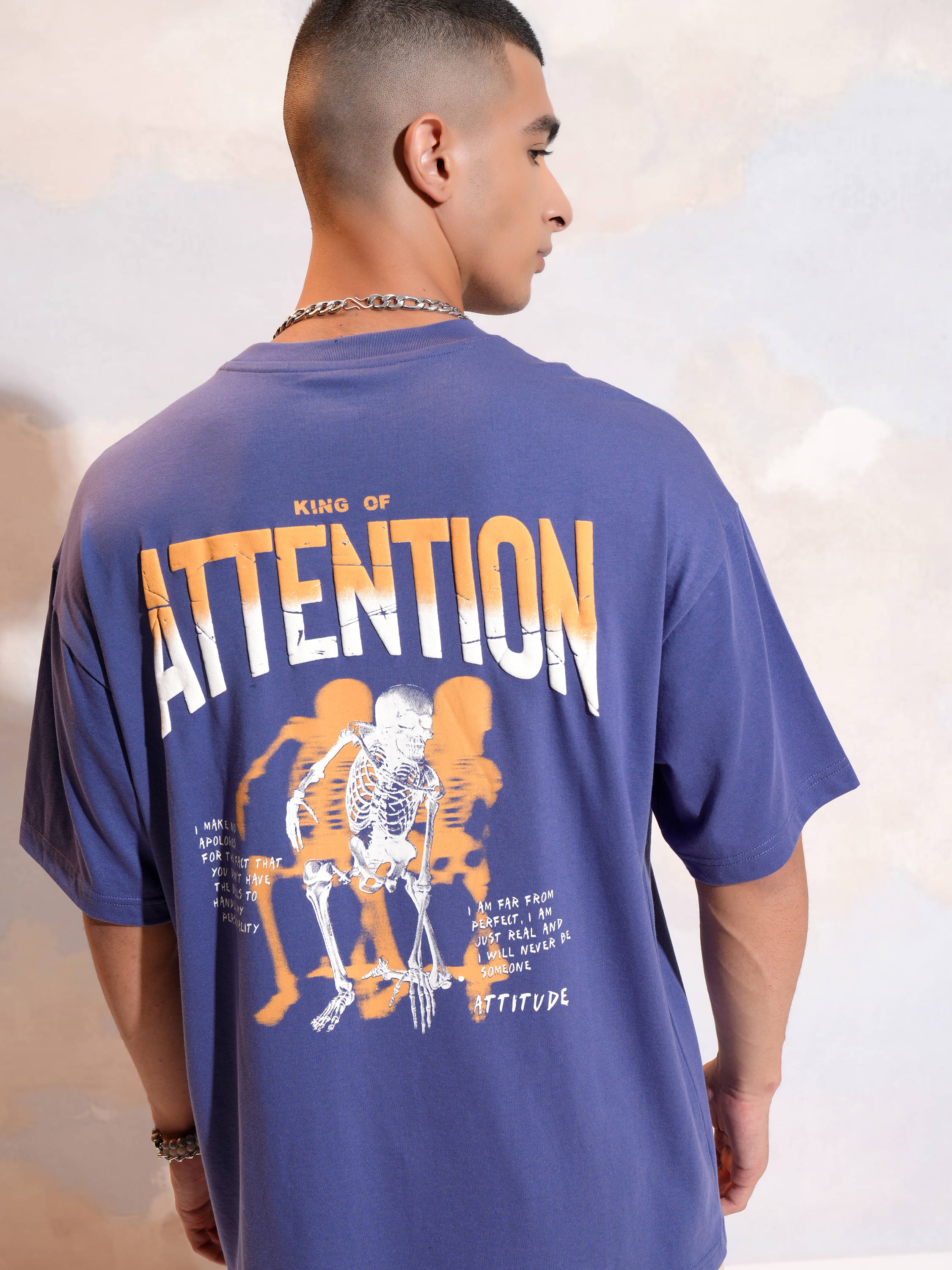     			Highlander Men Cotton Blend Oversized Fit Printed T-Shirt ( Purple )