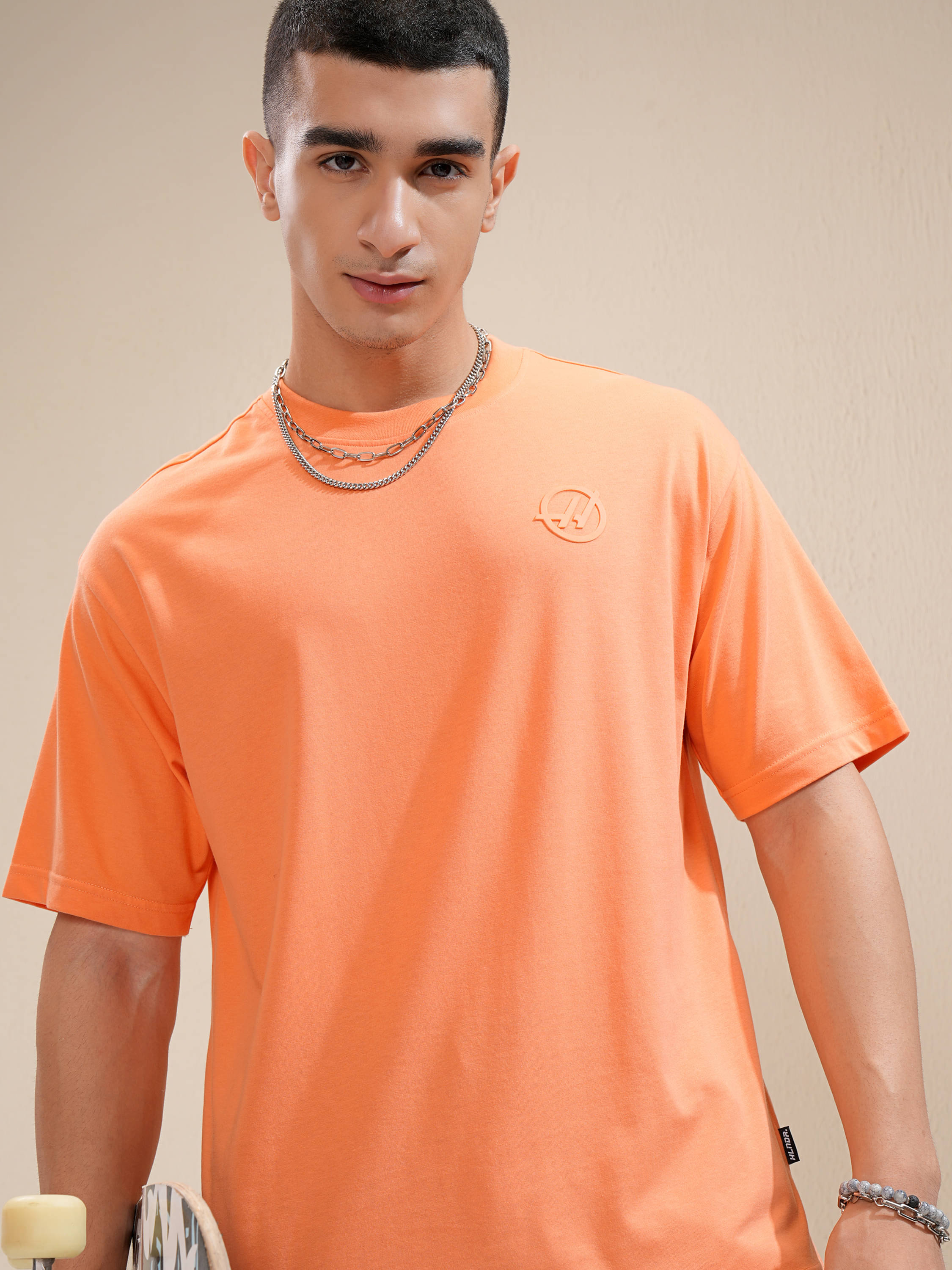     			Highlander Men Cotton Blend Relaxed Fit Printed T-Shirt ( Coral )