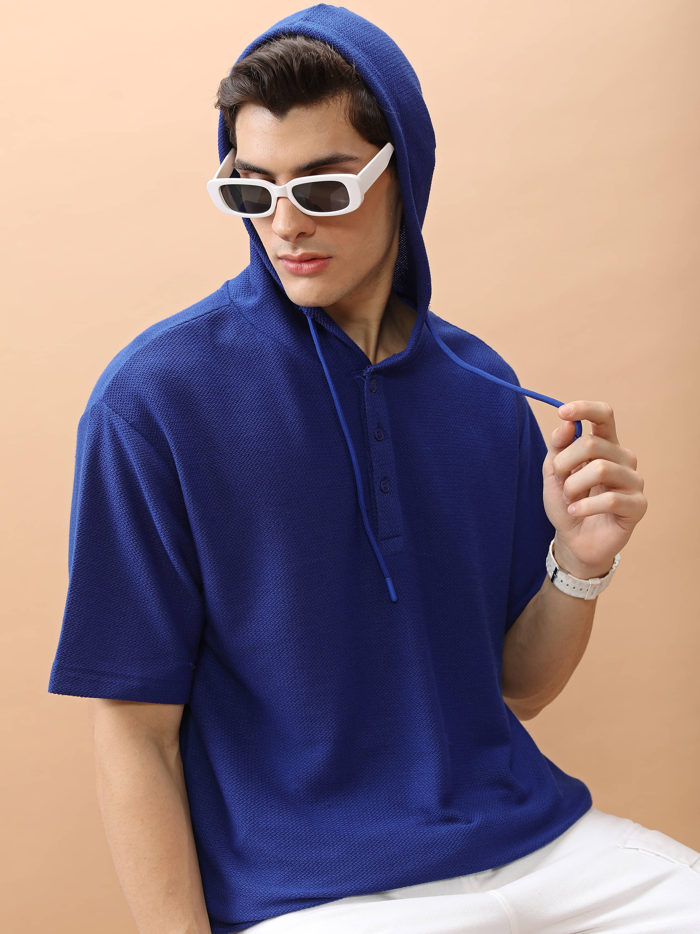Highlander Men Polyester Oversized Fit Solid T-Shirt ( Blue ) Highlander Men Polyester Oversized Fit Solid T-Shirt ( Blue )