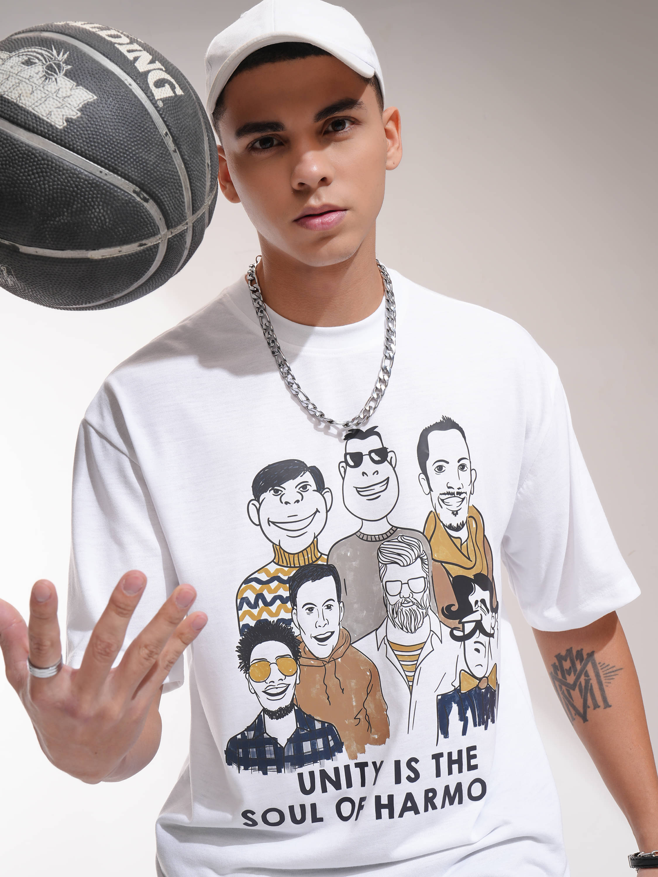     			Highlander Men Polyester Oversized Fit Printed T-Shirt ( White )