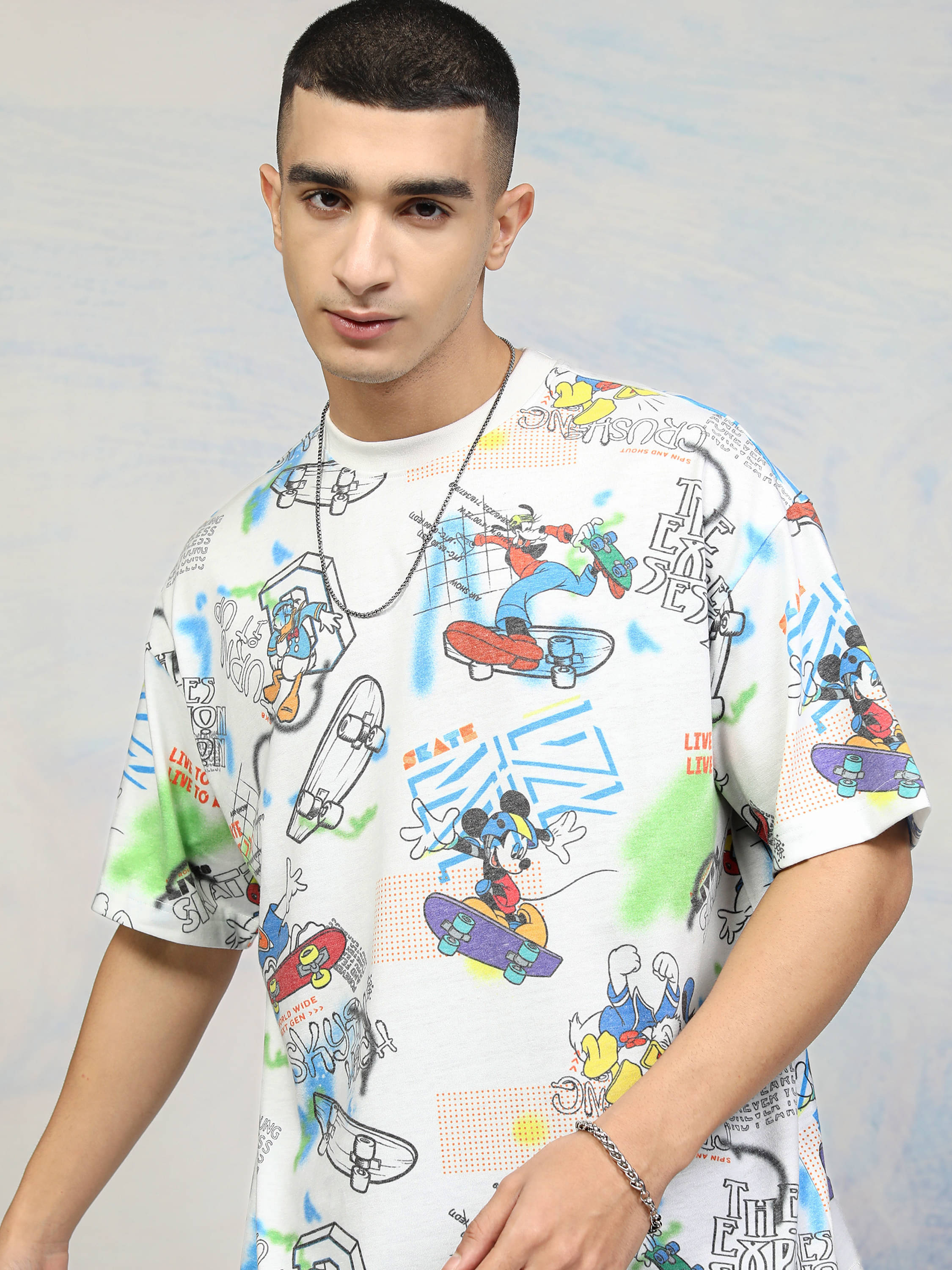 Highlander Men Polyester Oversized Fit Printed T-Shirt ( Multicolor ) Highlander Men Polyester Oversized Fit Printed T-Shirt ( Multicolor )