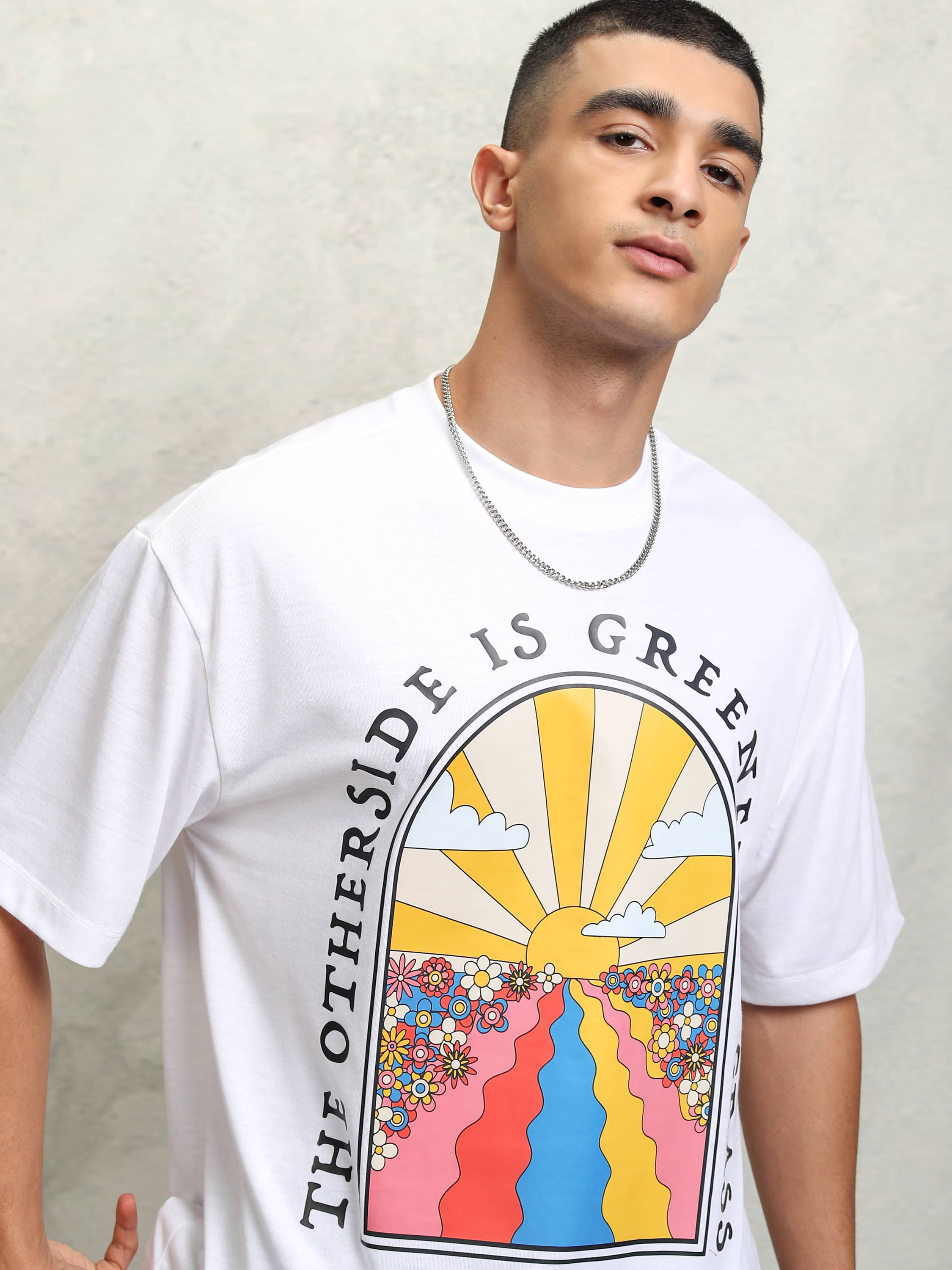 Highlander Men Polyester Oversized Fit Printed T-Shirt ( White ) Highlander Men Polyester Oversized Fit Printed T-Shirt ( White )