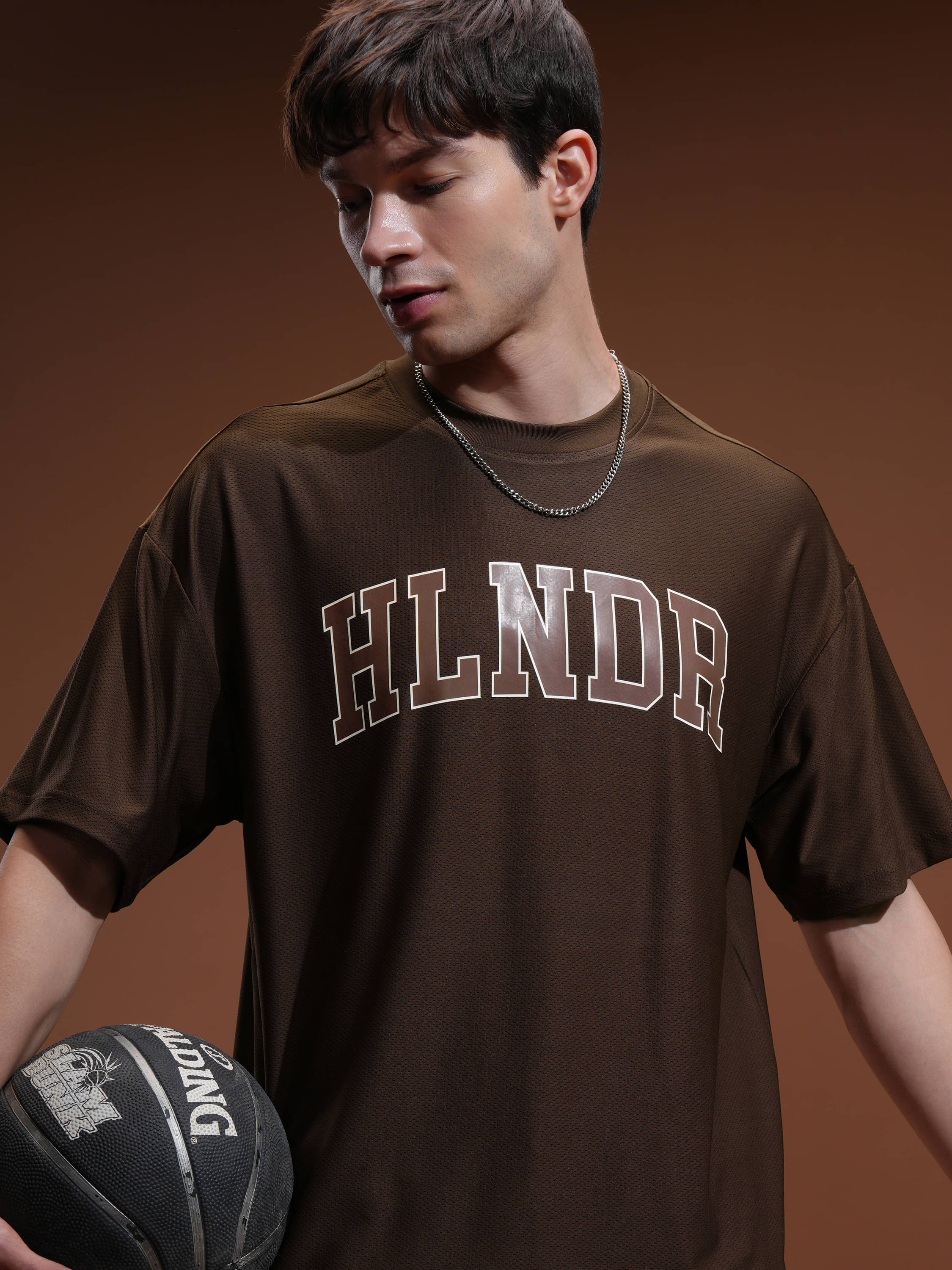     			Highlander Men Polyester Oversized Fit Printed T-Shirt ( Brown )