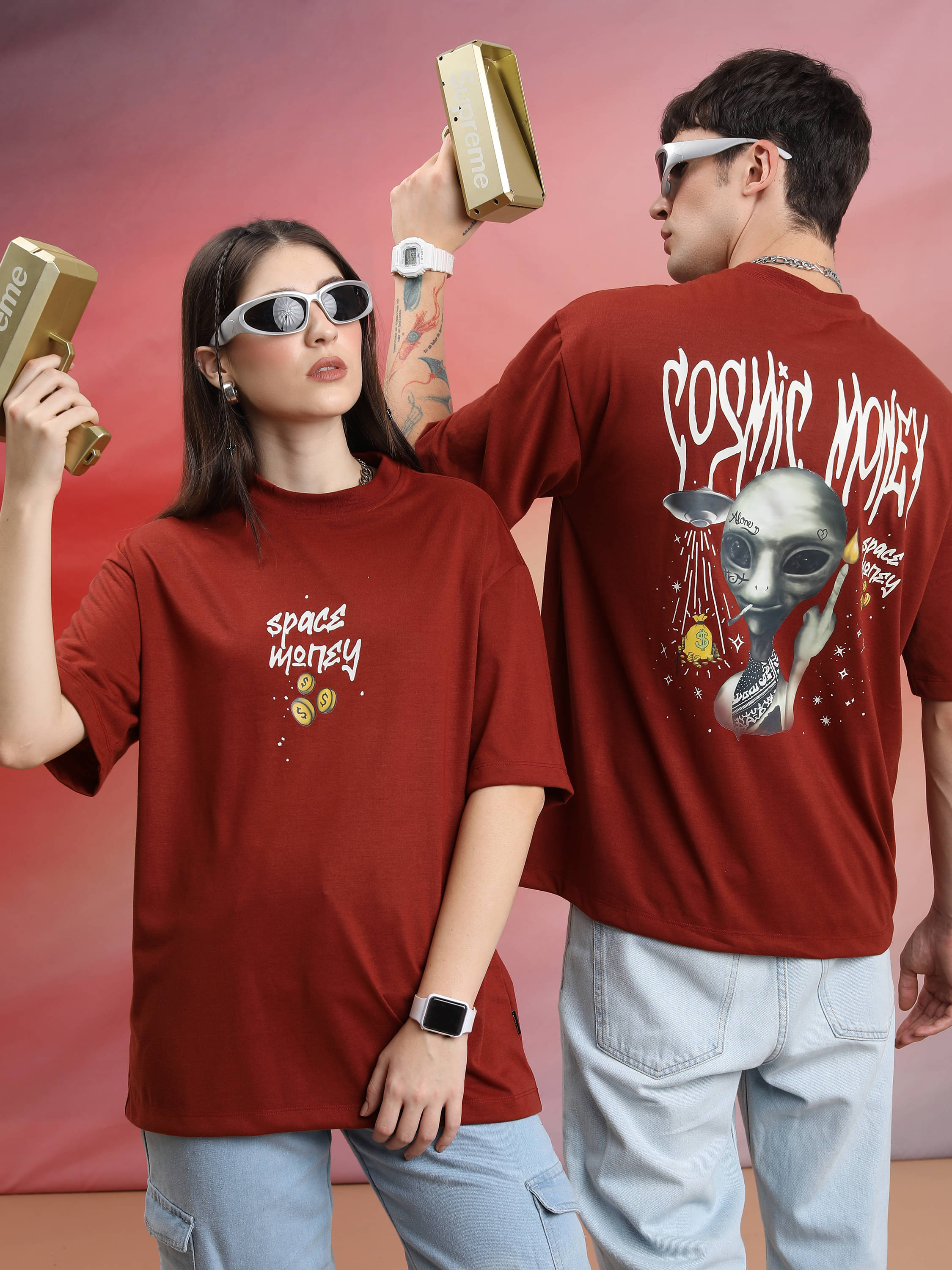 Highlander Men Polyester Oversized Fit Printed T-Shirt ( Rust ) Highlander Men Polyester Oversized Fit Printed T-Shirt ( Rust )
