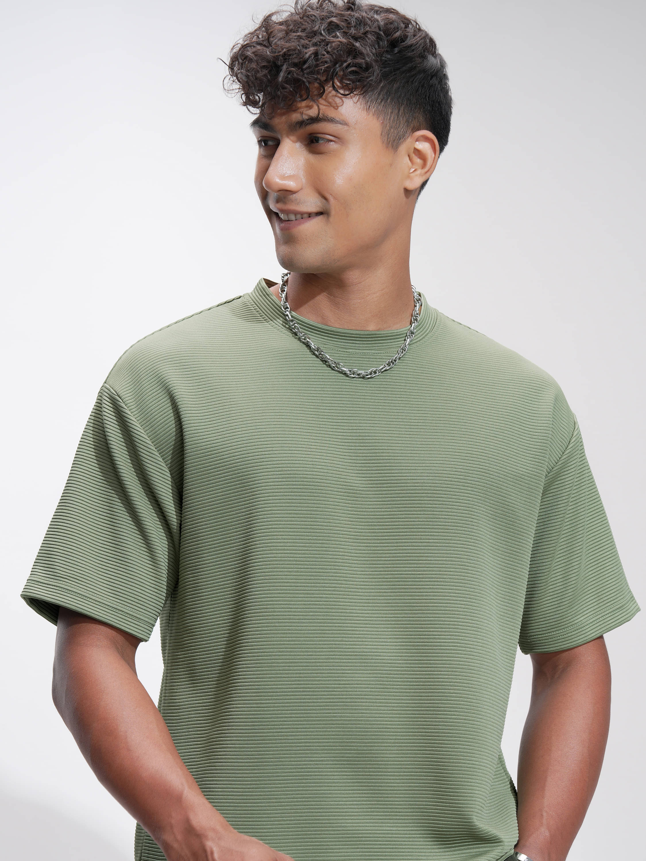     			Highlander Men Polyester Relaxed Fit Self Design T-Shirt ( Olive )