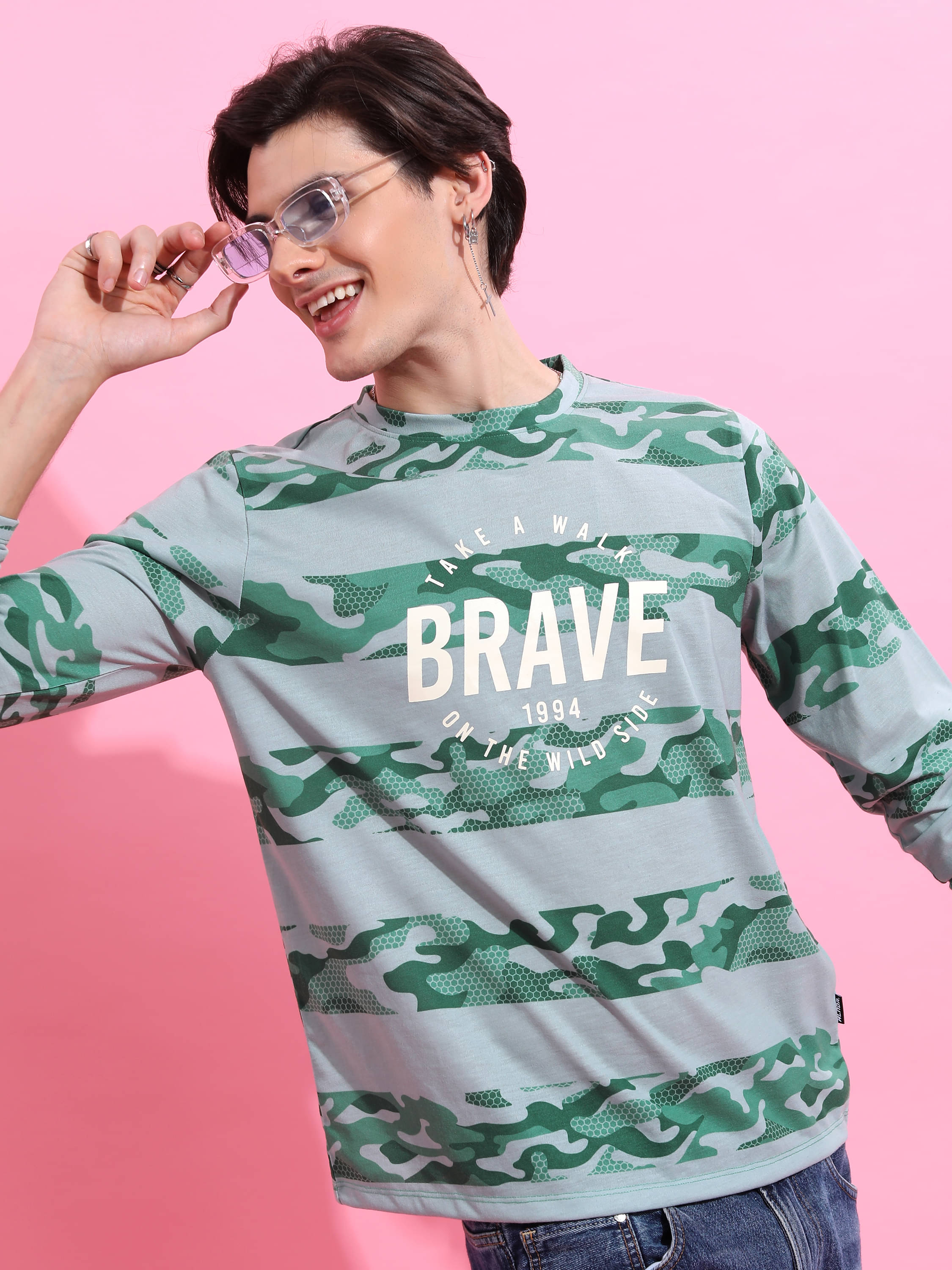     			Highlander Men Polyester Relaxed Fit Printed T-Shirt ( Green )