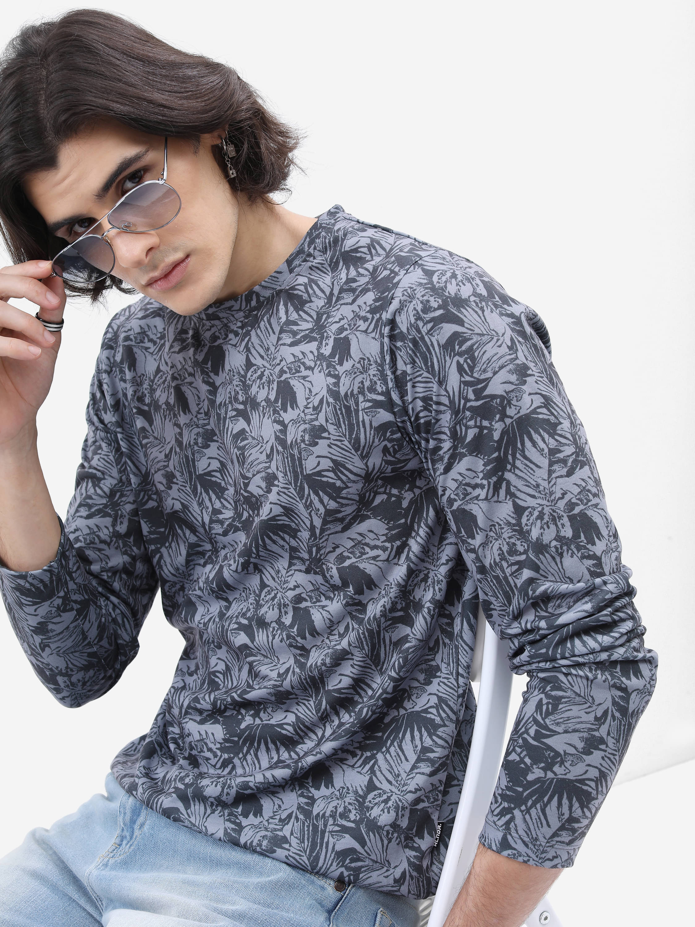     			Highlander Men Polyester Relaxed Fit Printed T-Shirt ( Grey )