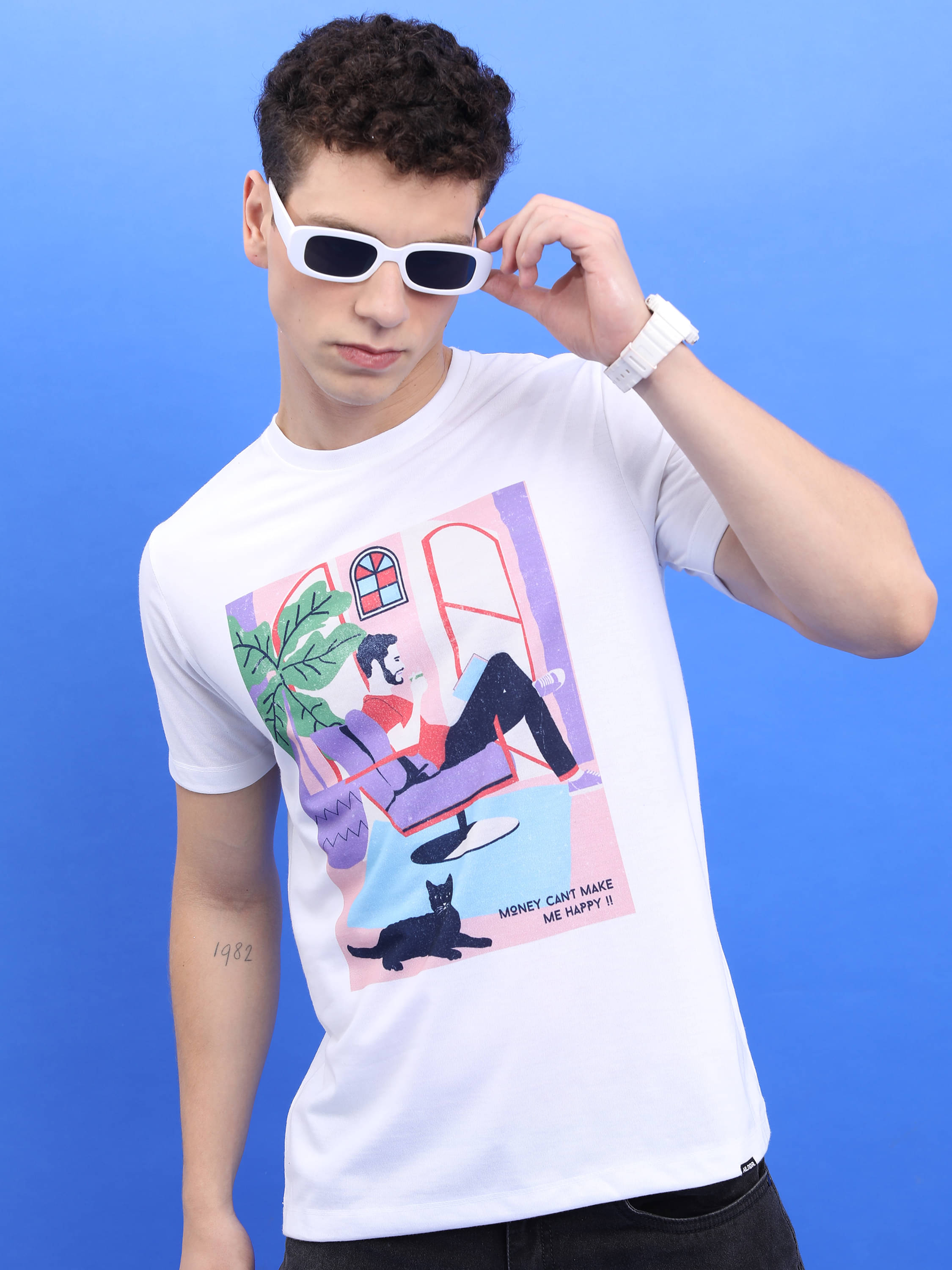     			Highlander Men Polyester Relaxed Fit Printed T-Shirt ( White )