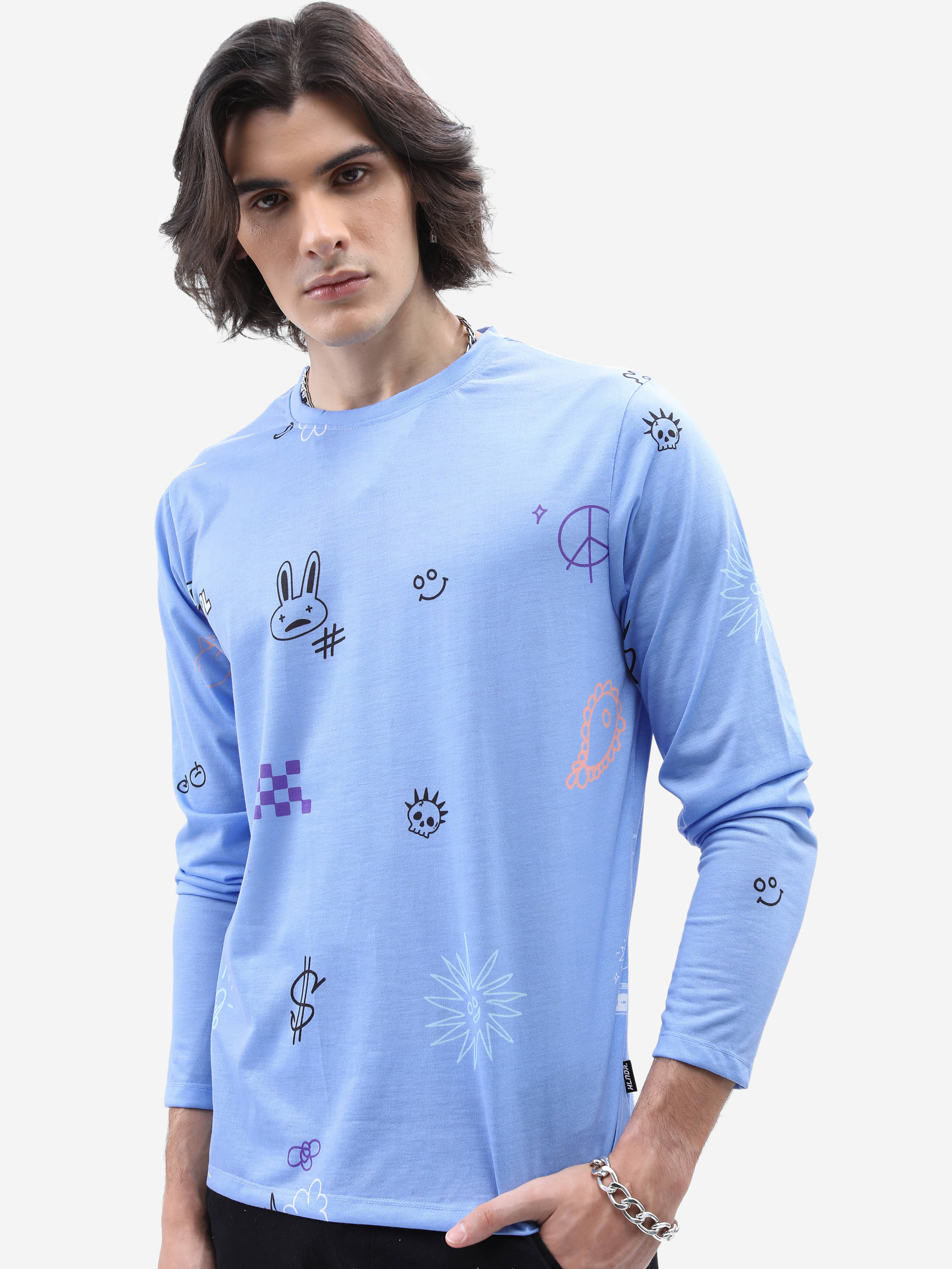 Highlander Men Polyester Relaxed Fit Printed T-Shirt ( Blue ) Highlander Men Polyester Relaxed Fit Printed T-Shirt ( Blue )