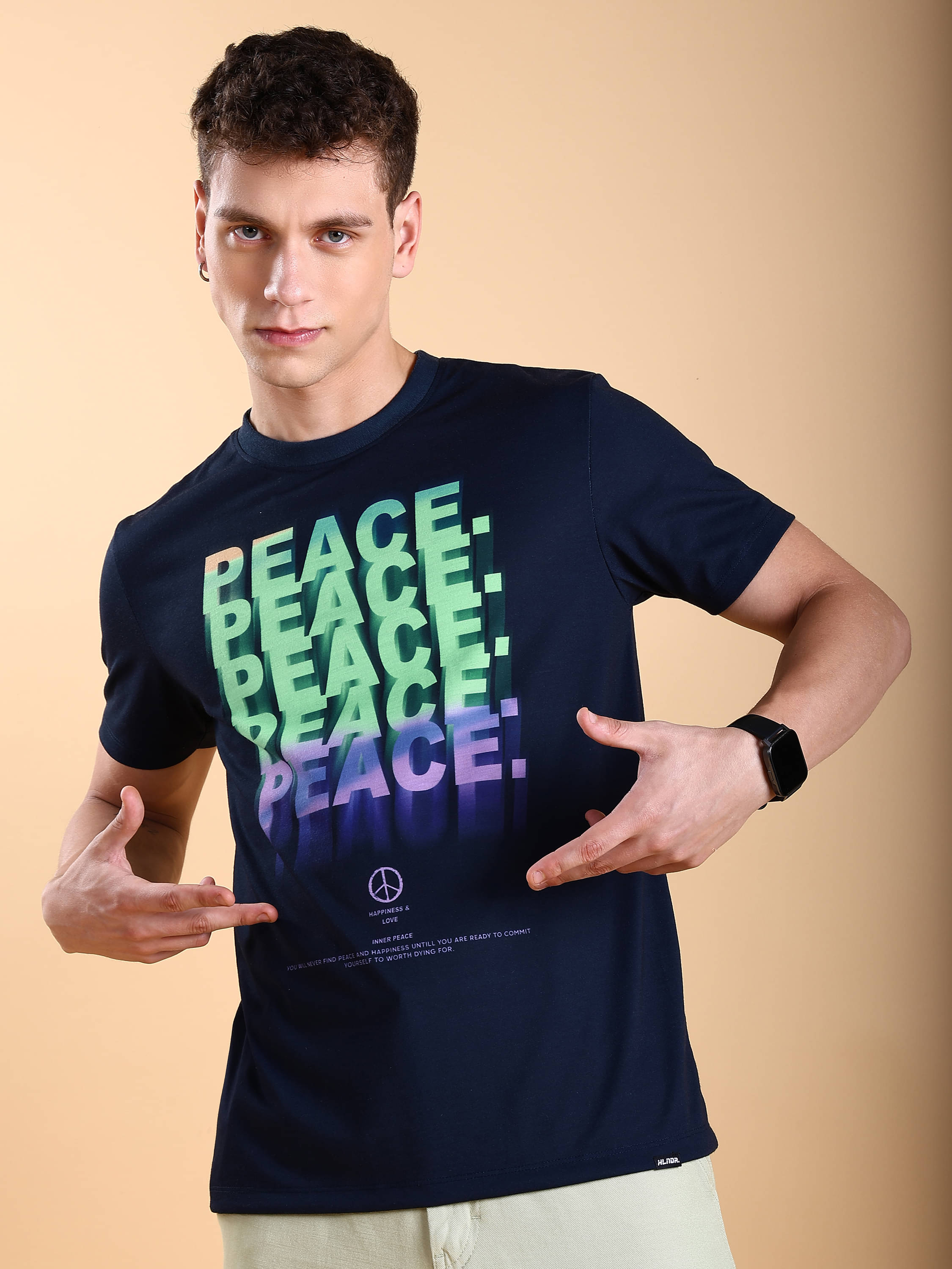     			Highlander Men Polyester Slim Fit Printed T-Shirt ( Navy Blue )