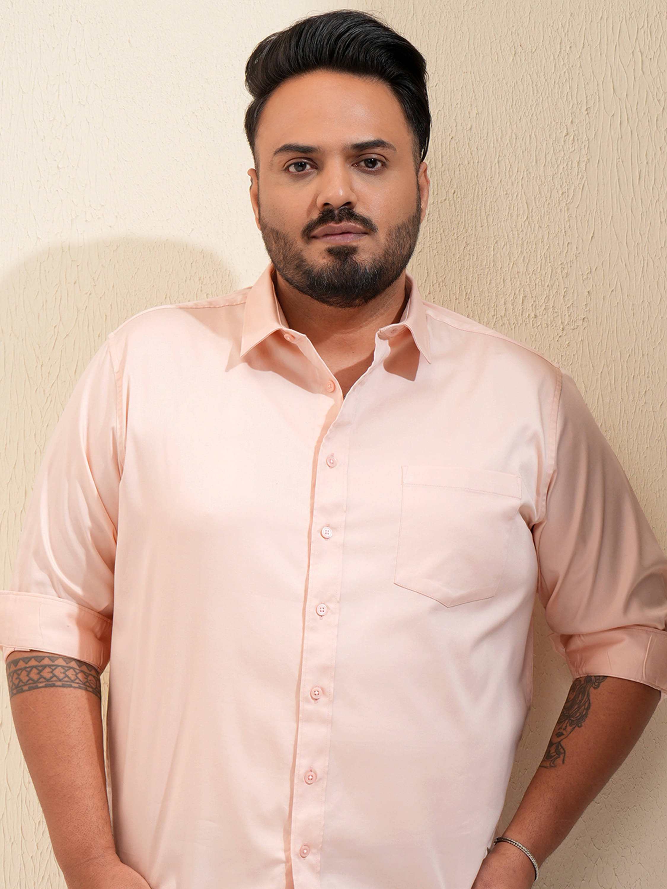     			Highlander Poly Cotton Regular Fit Solids Full Sleeves Men's Casual Shirt - Peach ( Pack of 1 )
