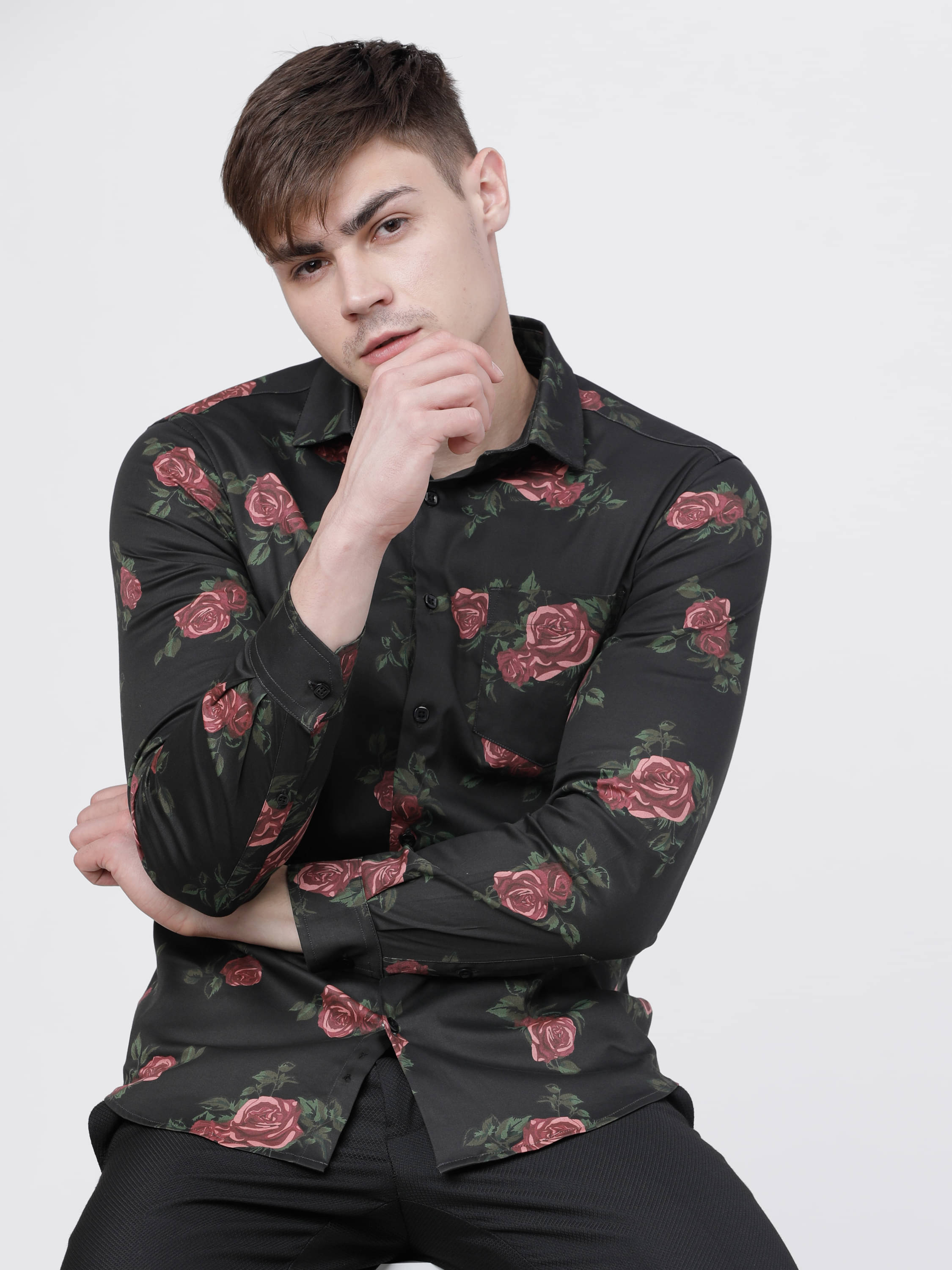     			Highlander Poly Cotton Slim Fit Printed Full Sleeves Men's Casual Shirt - Multicolor ( Pack of 1 )