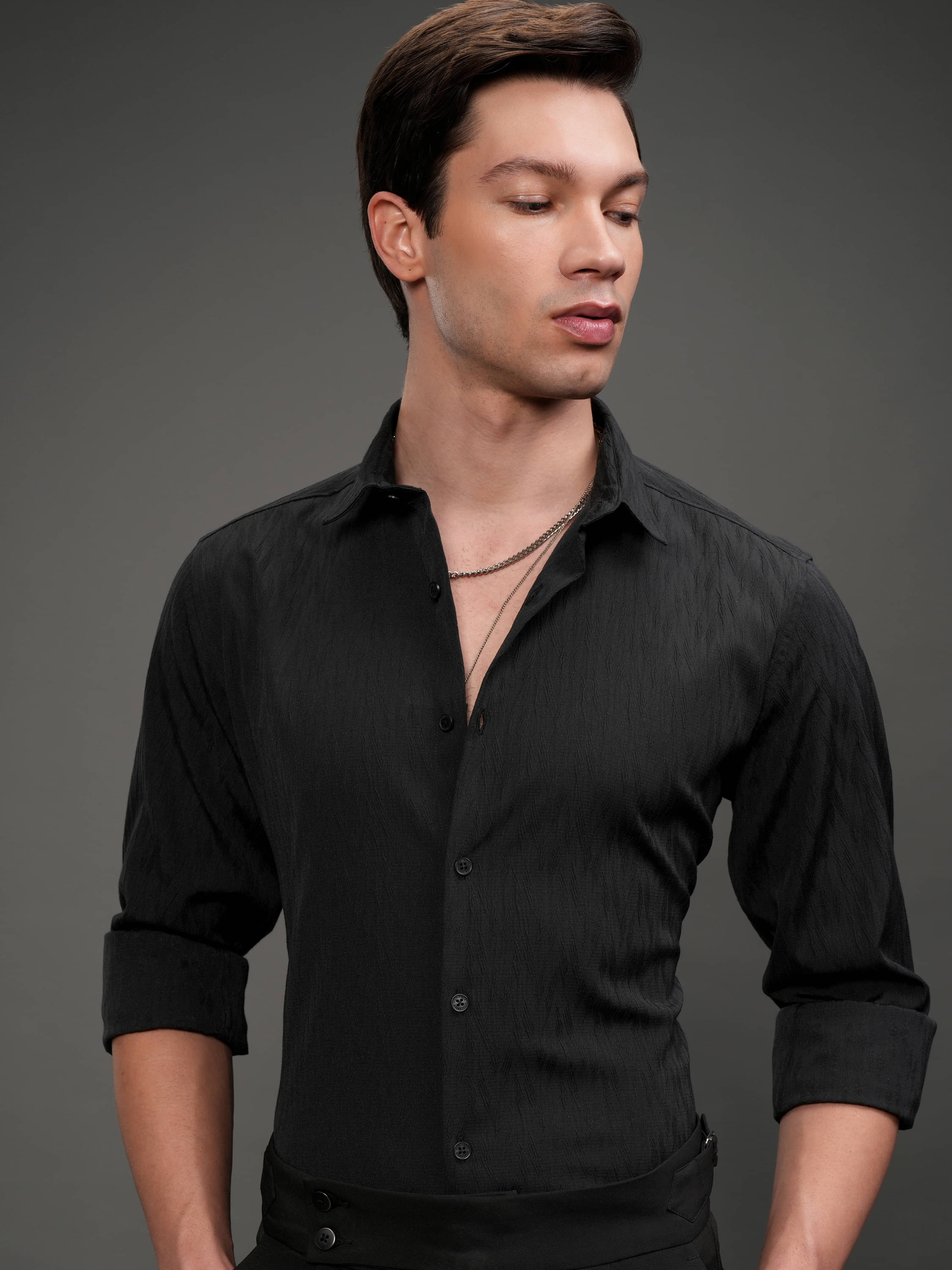 Highlander Poly Cotton Slim Fit Self Design Full Sleeves Men's Casual Shirt - Black ( Pack of 1 ) Highlander Poly Cotton Slim Fit Self Design Full Sleeves Men's Casual Shirt - Black ( Pack of 1 )
