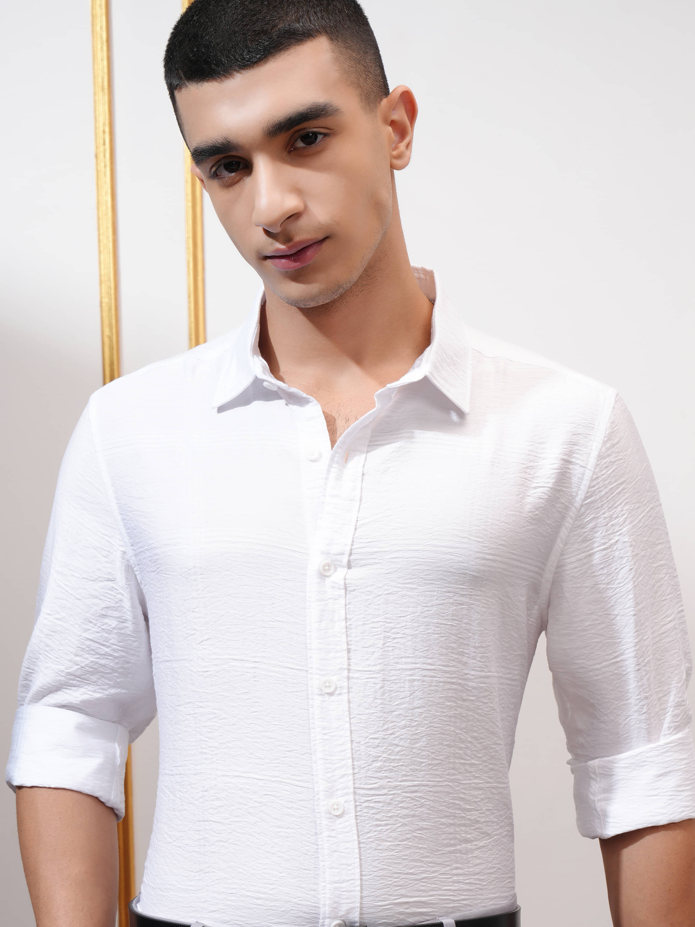 Highlander Poly Cotton Slim Fit Self Design Full Sleeves Men's Casual Shirt - White ( Pack of 1 ) Highlander Poly Cotton Slim Fit Self Design Full Sleeves Men's Casual Shirt - White ( Pack of 1 )