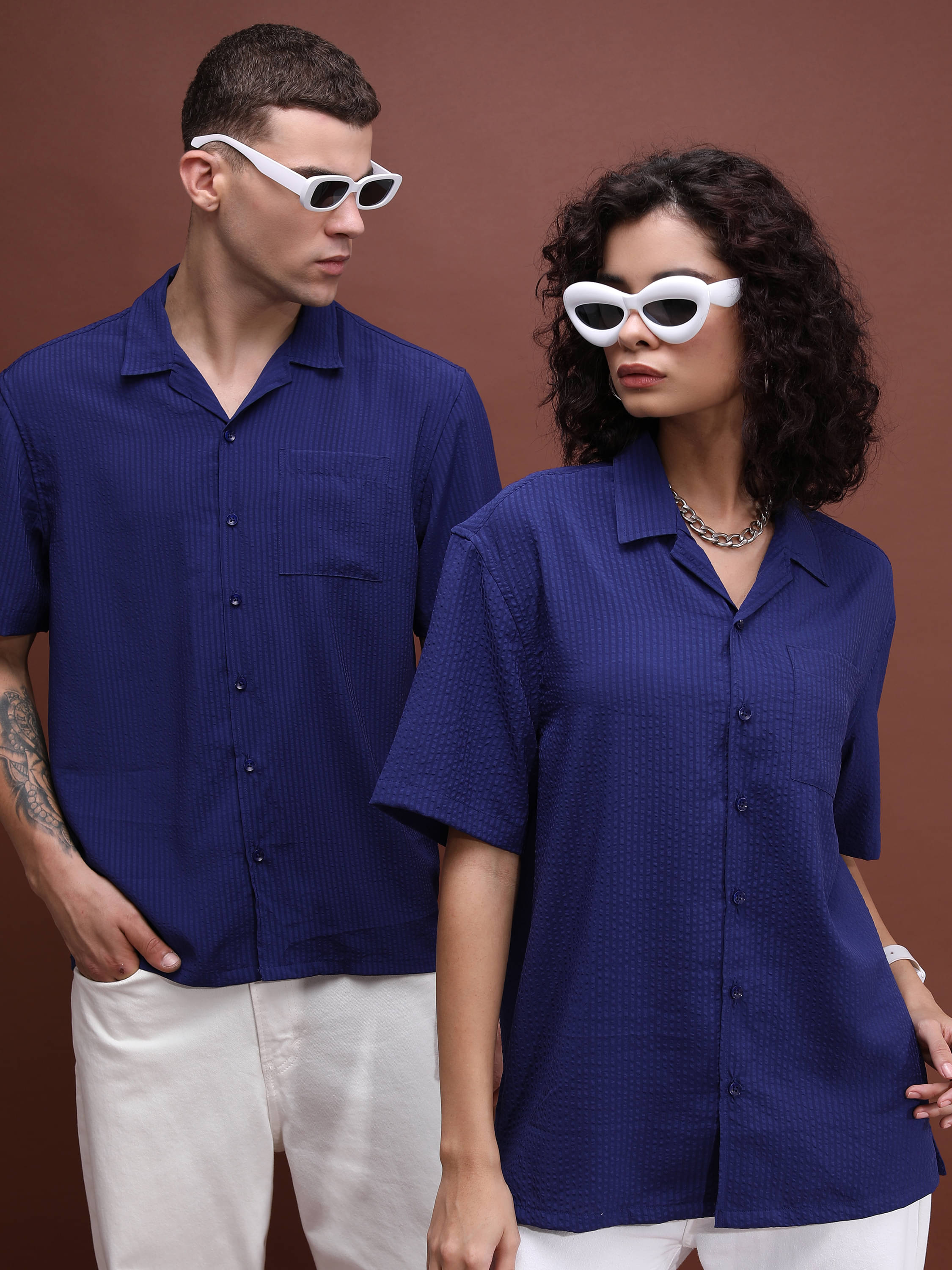 Highlander Polyester Oversized Fit Solids Half Sleeves Men's Casual Shirt - Blue ( Pack of 1 )     			Highlander Polyester Oversized Fit Solids Half Sleeves Men's Casual Shirt - Blue ( Pack of 1 )
