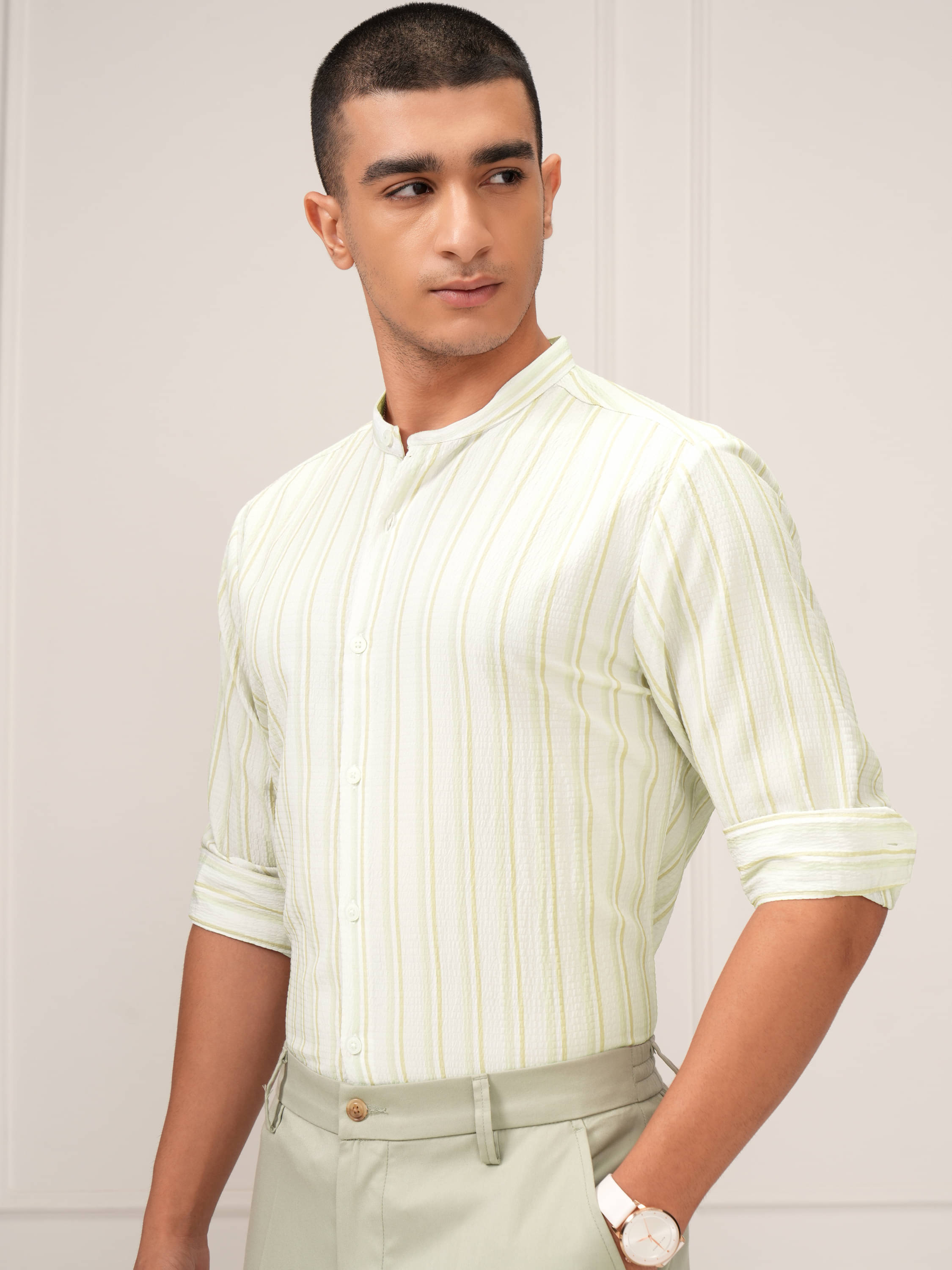     			Highlander Polyester Regular Fit Striped Full Sleeves Men's Casual Shirt - Multicolor ( Pack of 1 )