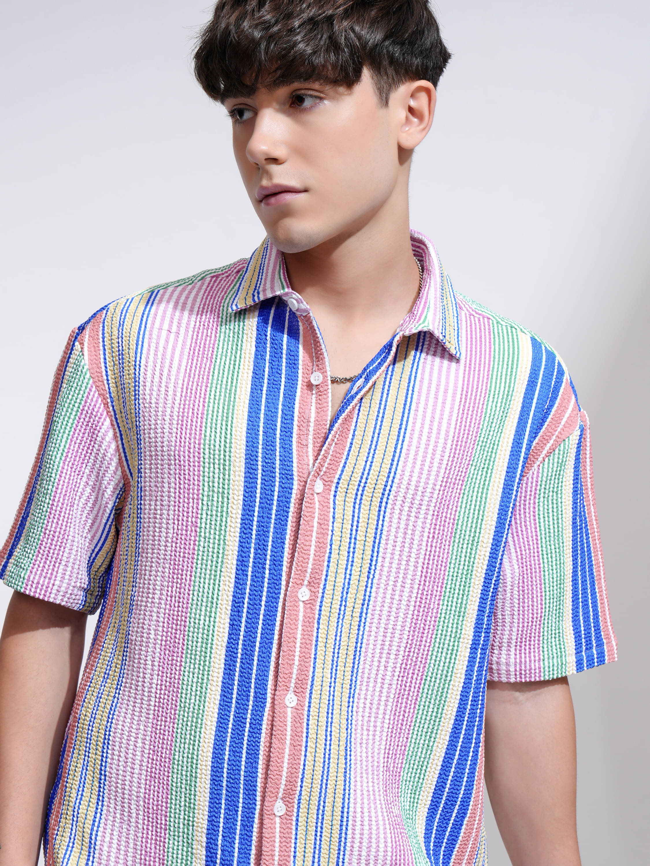 Highlander Polyester Relaxed Fit Striped Half Sleeves Men's Casual Shirt - Multicolor ( Pack of 1 ) Highlander Polyester Relaxed Fit Striped Half Sleeves Men's Casual Shirt - Multicolor ( Pack of 1 )