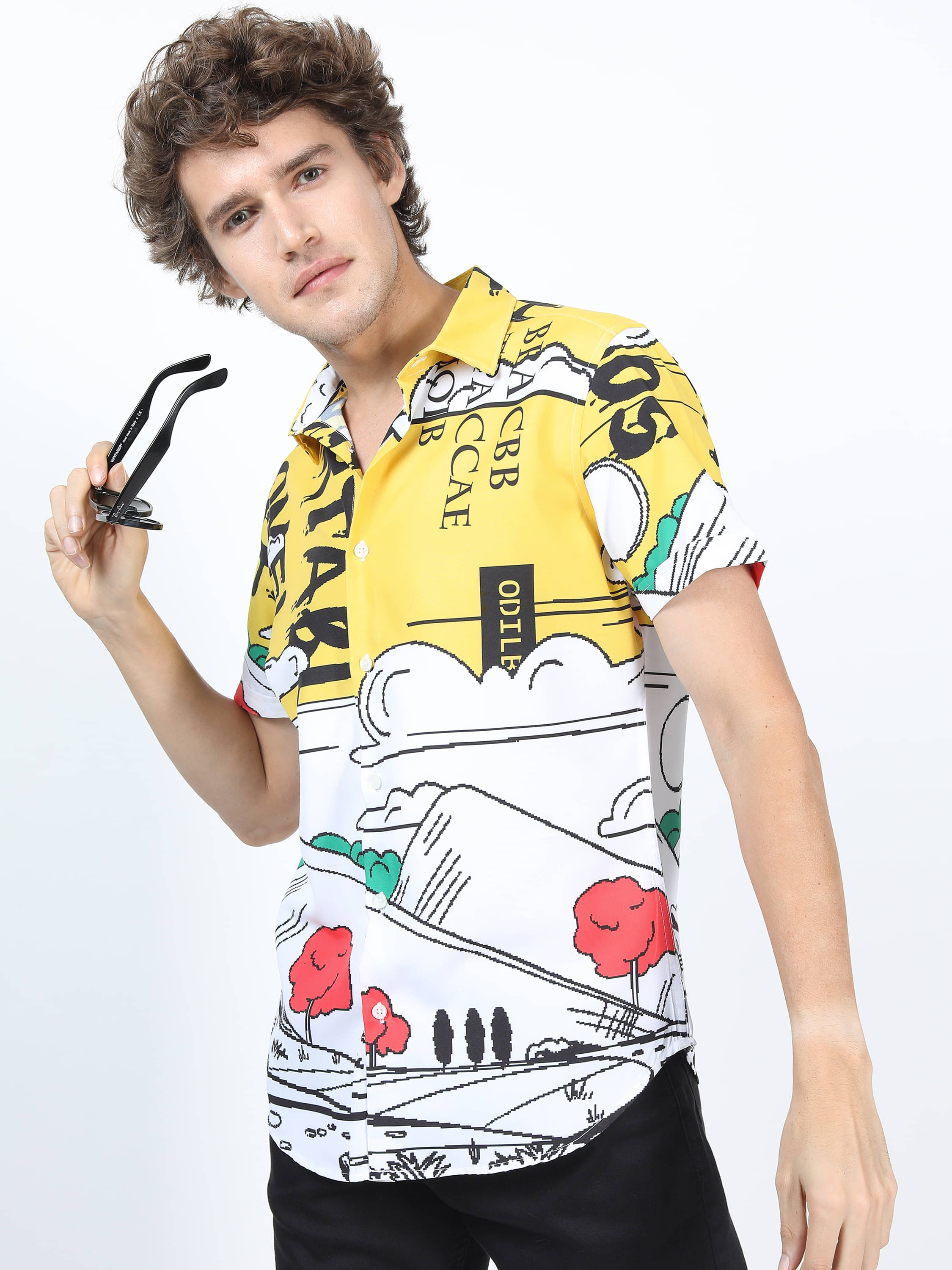     			Highlander Polyester Slim Fit Printed Half Sleeves Men's Casual Shirt - Multicolor ( Pack of 1 )