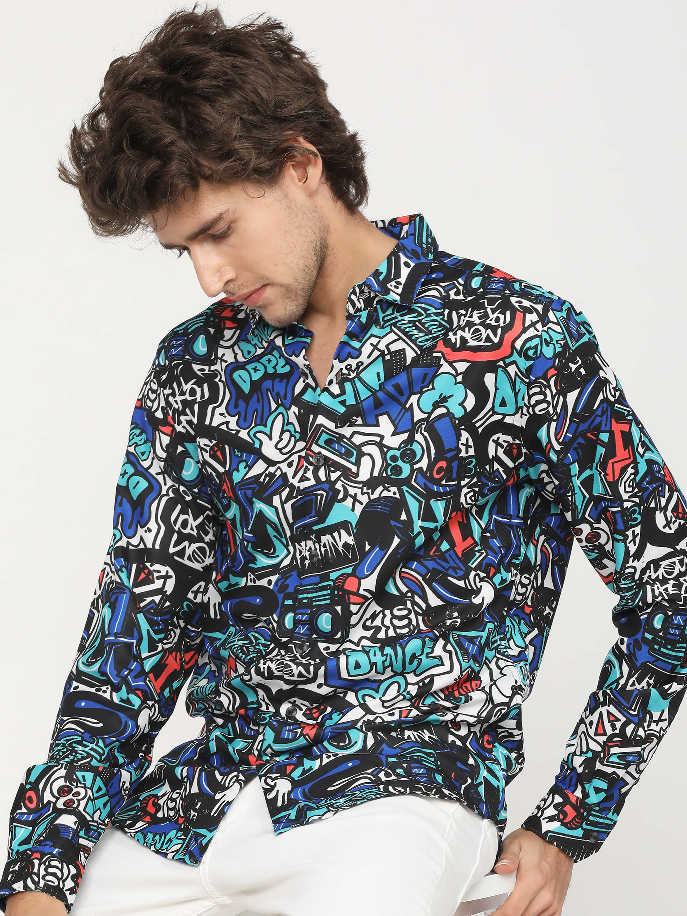     			Highlander Polyester Slim Fit Printed Full Sleeves Men's Casual Shirt - Multicolor ( Pack of 1 )