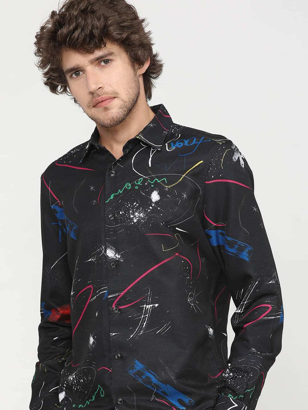 Highlander Polyester Slim Fit Printed Full Sleeves Men's Casual Shirt - Black ( Pack of 1 ) Highlander Polyester Slim Fit Printed Full Sleeves Men's Casual Shirt - Black ( Pack of 1 )