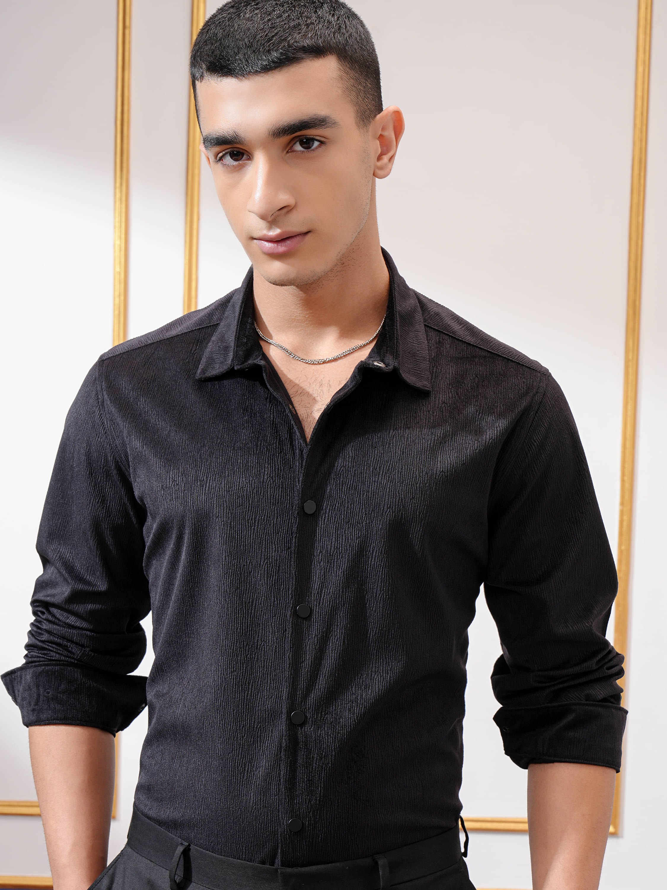 Highlander Polyester Slim Fit Self Design Full Sleeves Men's Casual Shirt - Black ( Pack of 1 ) Highlander Polyester Slim Fit Self Design Full Sleeves Men's Casual Shirt - Black ( Pack of 1 )