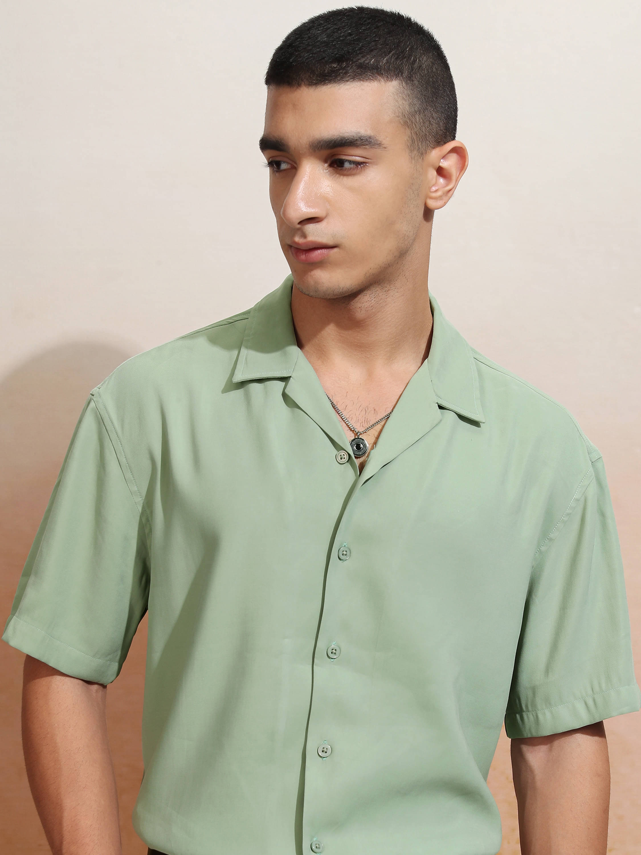 Highlander Rayon Relaxed Fit Solids Half Sleeves Men's Casual Shirt - Green ( Pack of 1 ) Highlander Rayon Relaxed Fit Solids Half Sleeves Men's Casual Shirt - Green ( Pack of 1 )