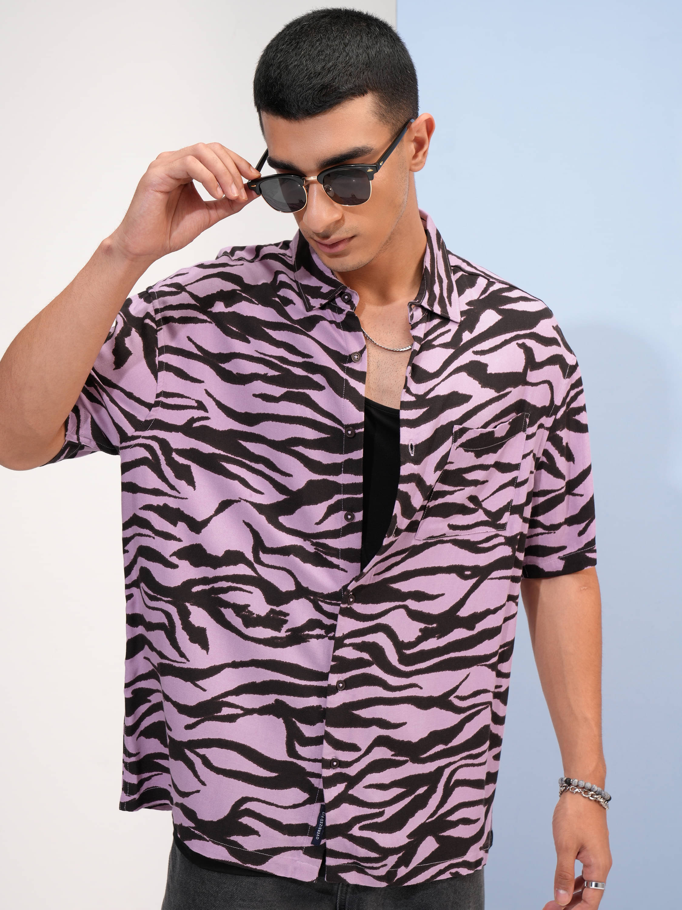 Highlander Viscose Oversized Fit Printed Half Sleeves Men's Casual Shirt - Lavender ( Pack of 1 ) Highlander Viscose Oversized Fit Printed Half Sleeves Men's Casual Shirt - Lavender ( Pack of 1 )