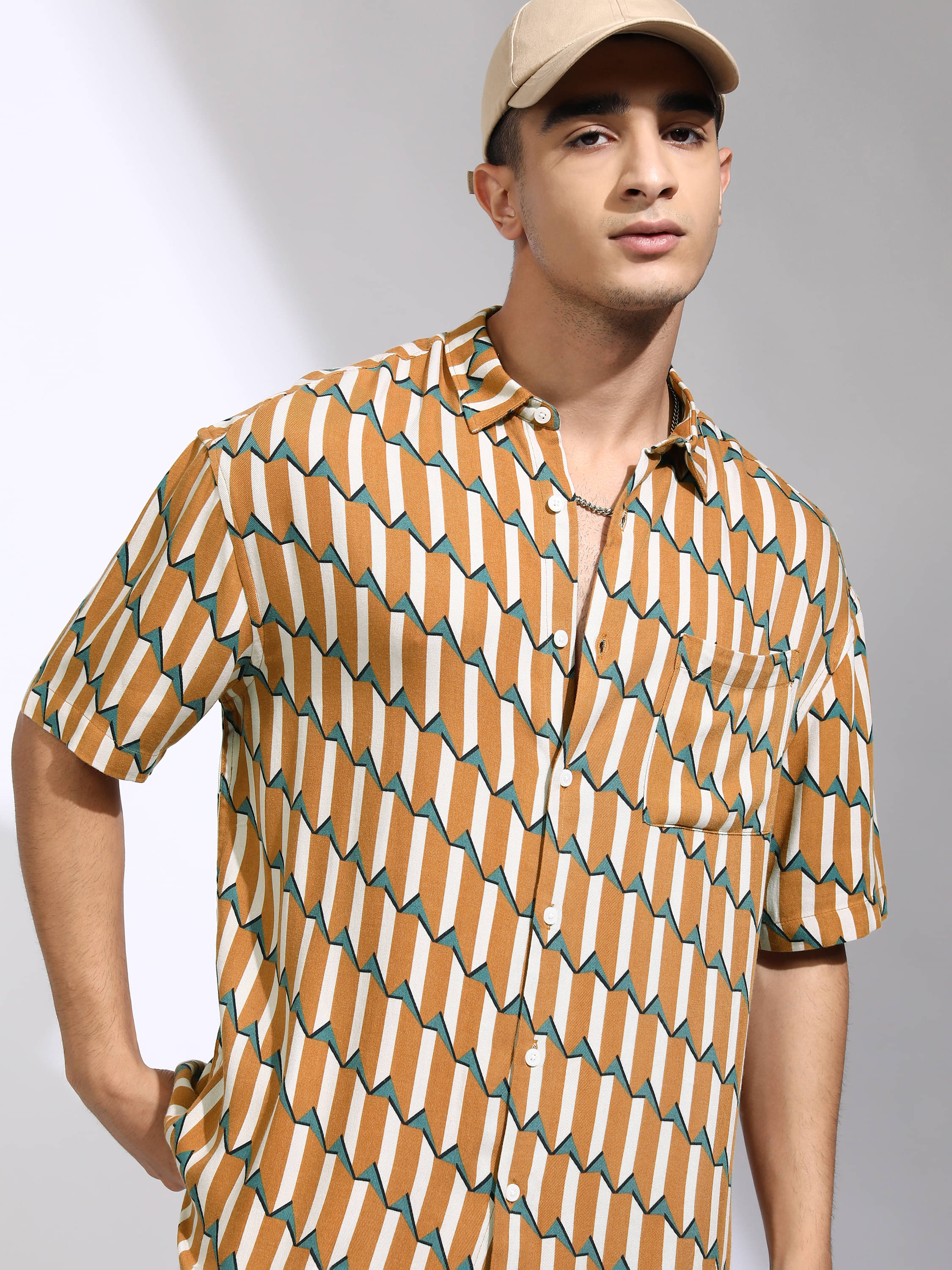 Highlander Viscose Oversized Fit Printed Half Sleeves Men's Casual Shirt - Mustard ( Pack of 1 ) Highlander Viscose Oversized Fit Printed Half Sleeves Men's Casual Shirt - Mustard ( Pack of 1 )