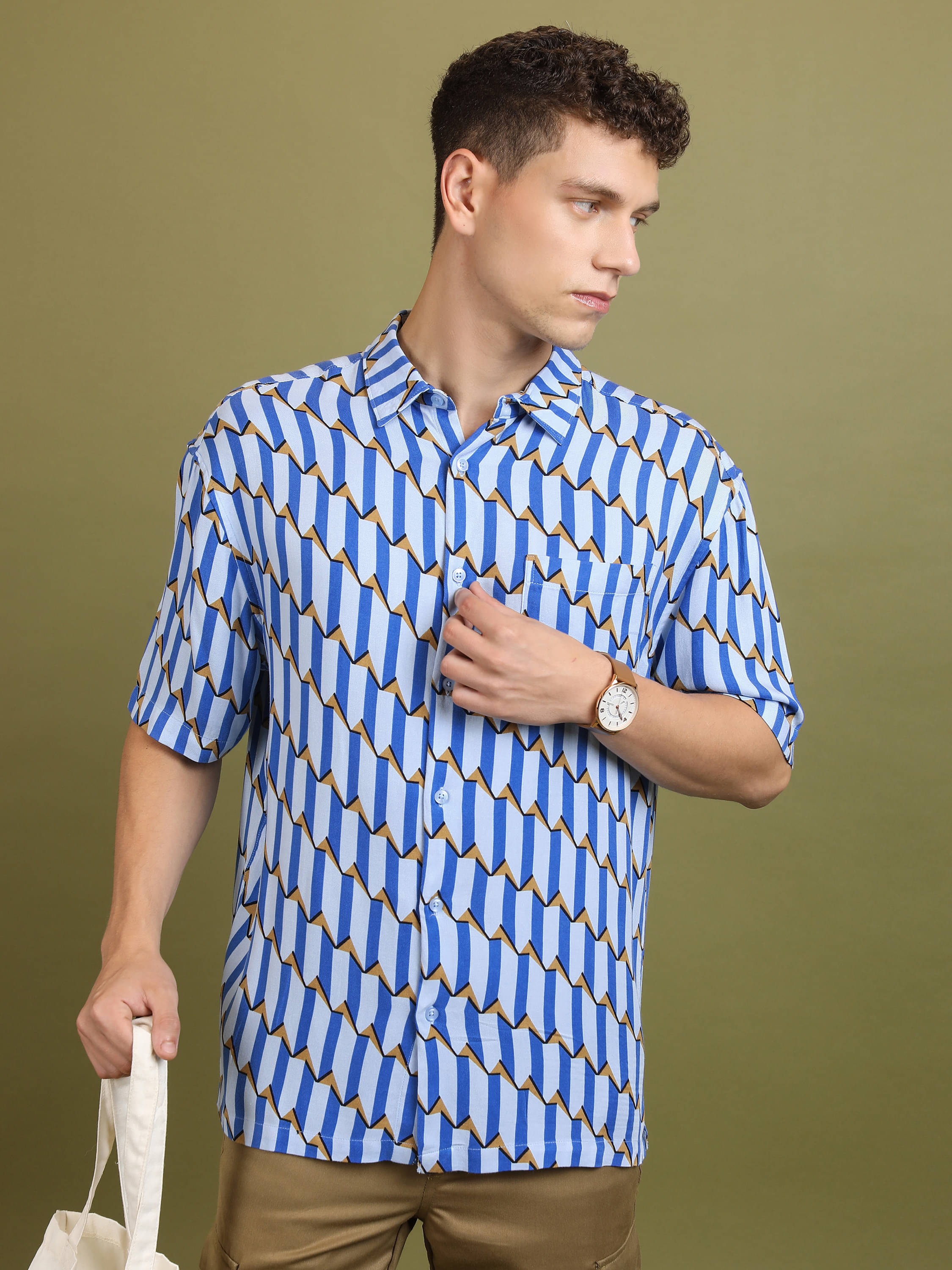 Highlander Viscose Oversized Fit Solids Half Sleeves Men's Casual Shirt - Blue ( Pack of 1 )     			Highlander Viscose Oversized Fit Solids Half Sleeves Men's Casual Shirt - Blue ( Pack of 1 )