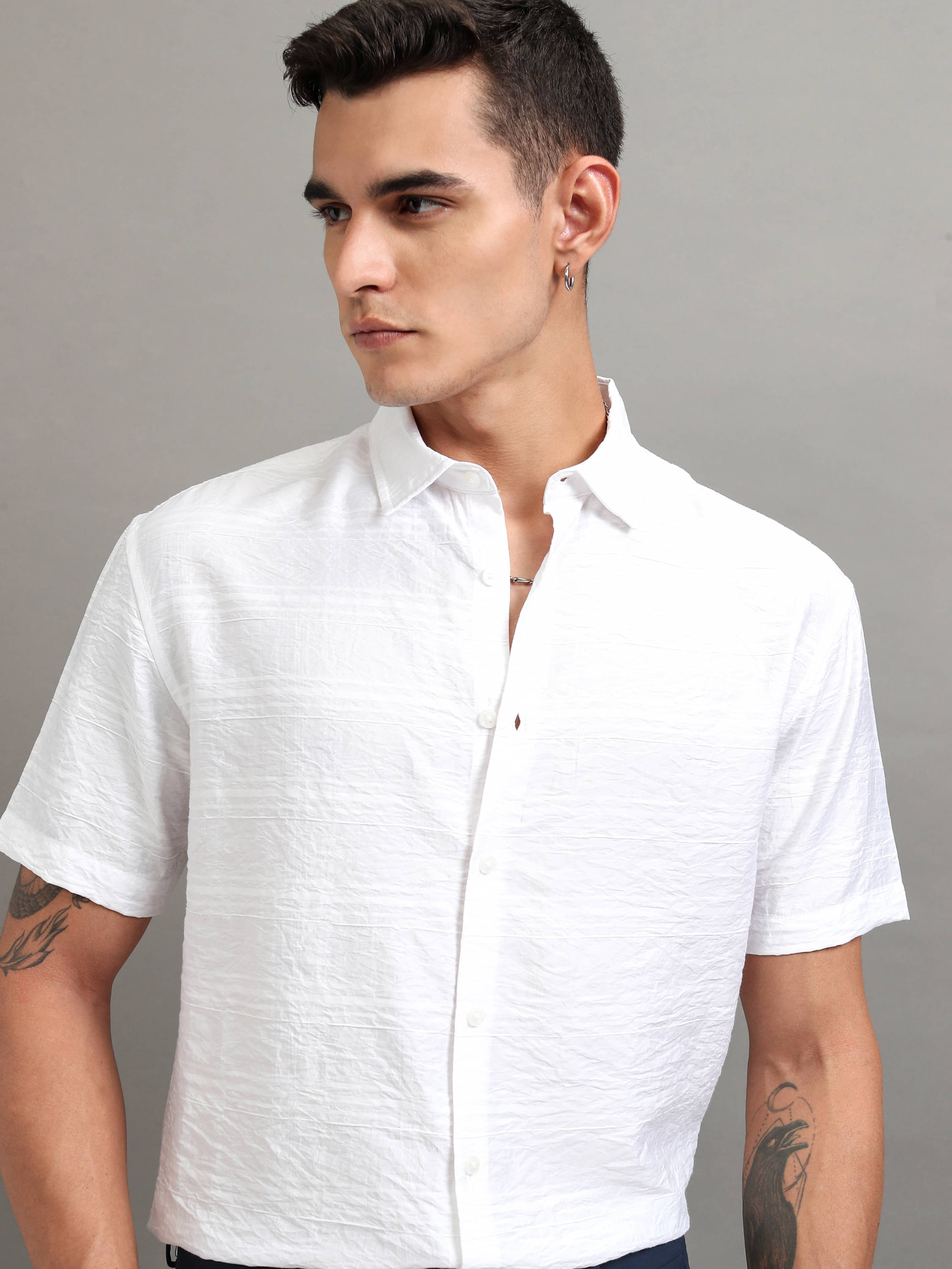     			Highlander Viscose Relaxed Fit Self Design Half Sleeves Men's Casual Shirt - White ( Pack of 1 )