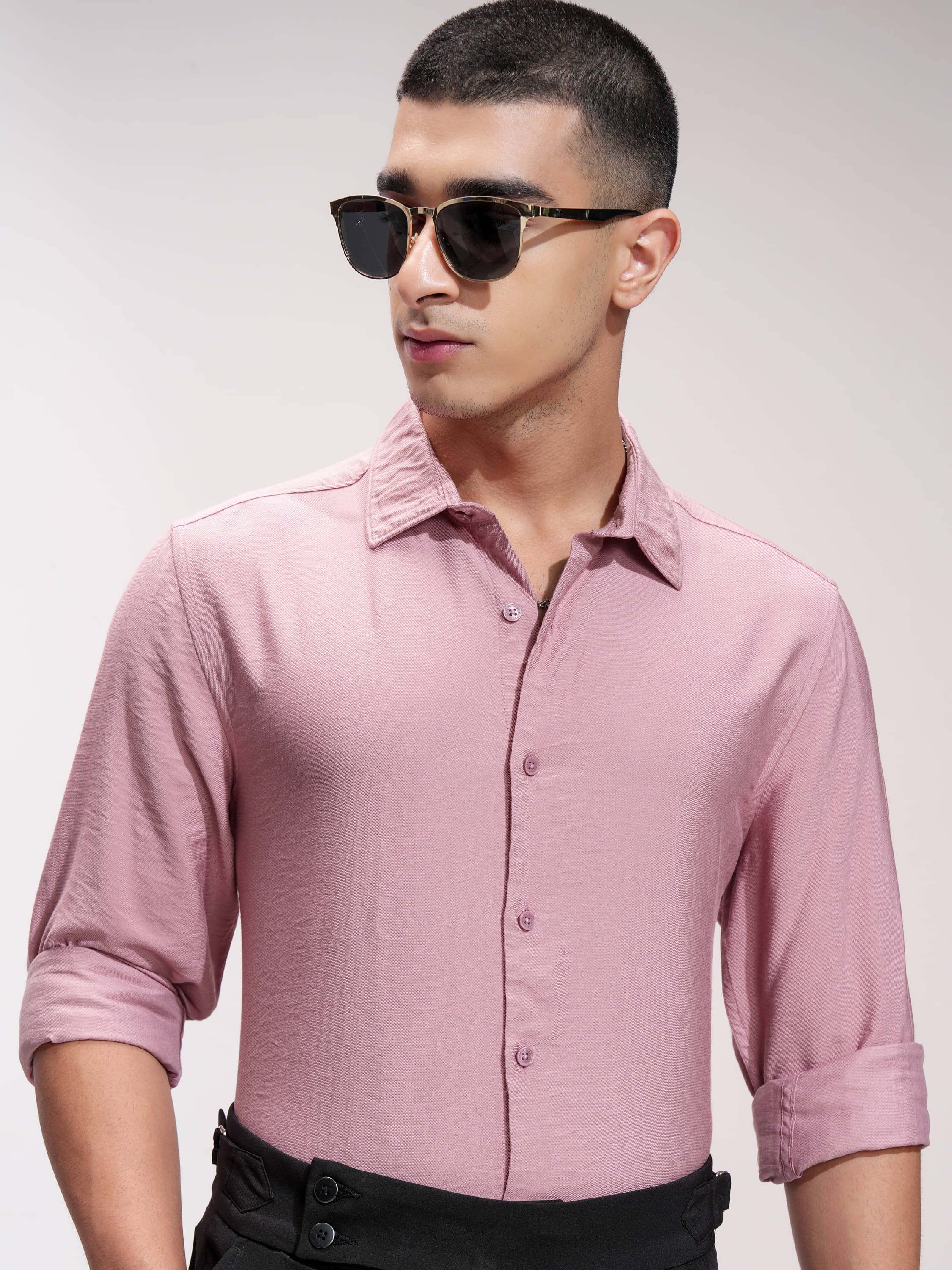 Highlander Viscose Slim Fit Self Design Full Sleeves Men's Casual Shirt - Pink ( Pack of 1 ) Highlander Viscose Slim Fit Self Design Full Sleeves Men's Casual Shirt - Pink ( Pack of 1 )