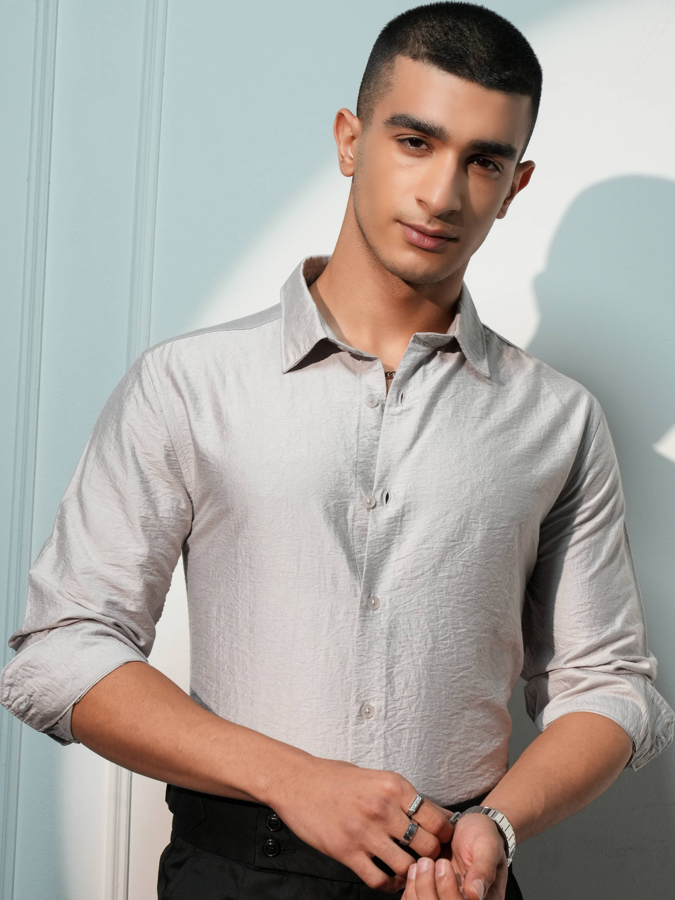 Highlander Viscose Slim Fit Solids Full Sleeves Men's Casual Shirt - Light Grey ( Pack of 1 ) Highlander Viscose Slim Fit Solids Full Sleeves Men's Casual Shirt - Light Grey ( Pack of 1 )