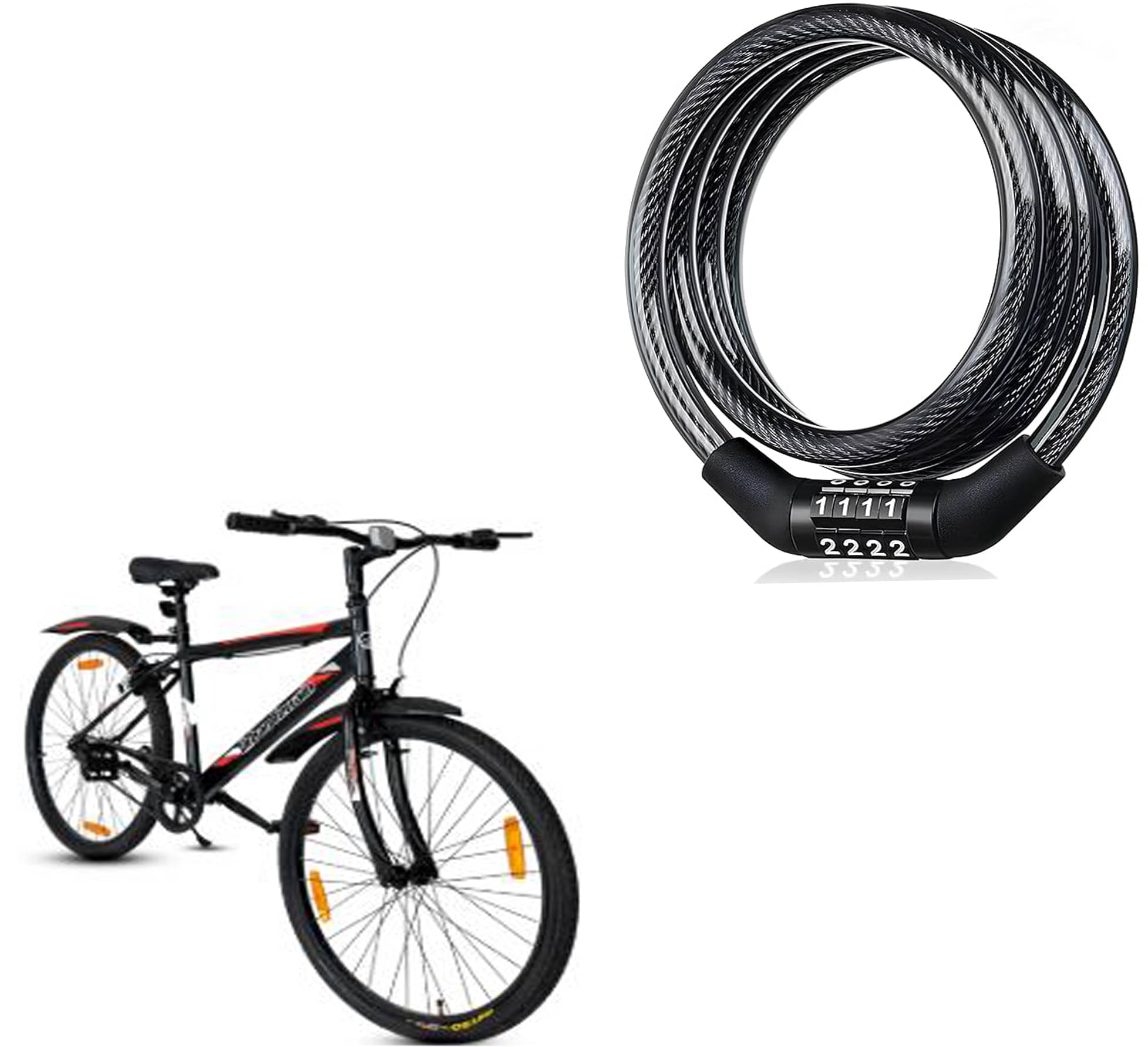 4-Digit Combination Cable Lock - Pack of 2, Anti-Theft Security, Durable & Reliable, Resettable Password Lock for Bike, Helmet, Cycle, Luggage & More, Strong Steel Wire, 4-Digit Combination Cable Lock - Pack of 2, Anti-Theft Security, Durable & Reliable, Resettable Password Lock for Bike, Helmet, Cycle, Luggage & More, Strong Steel Wire,