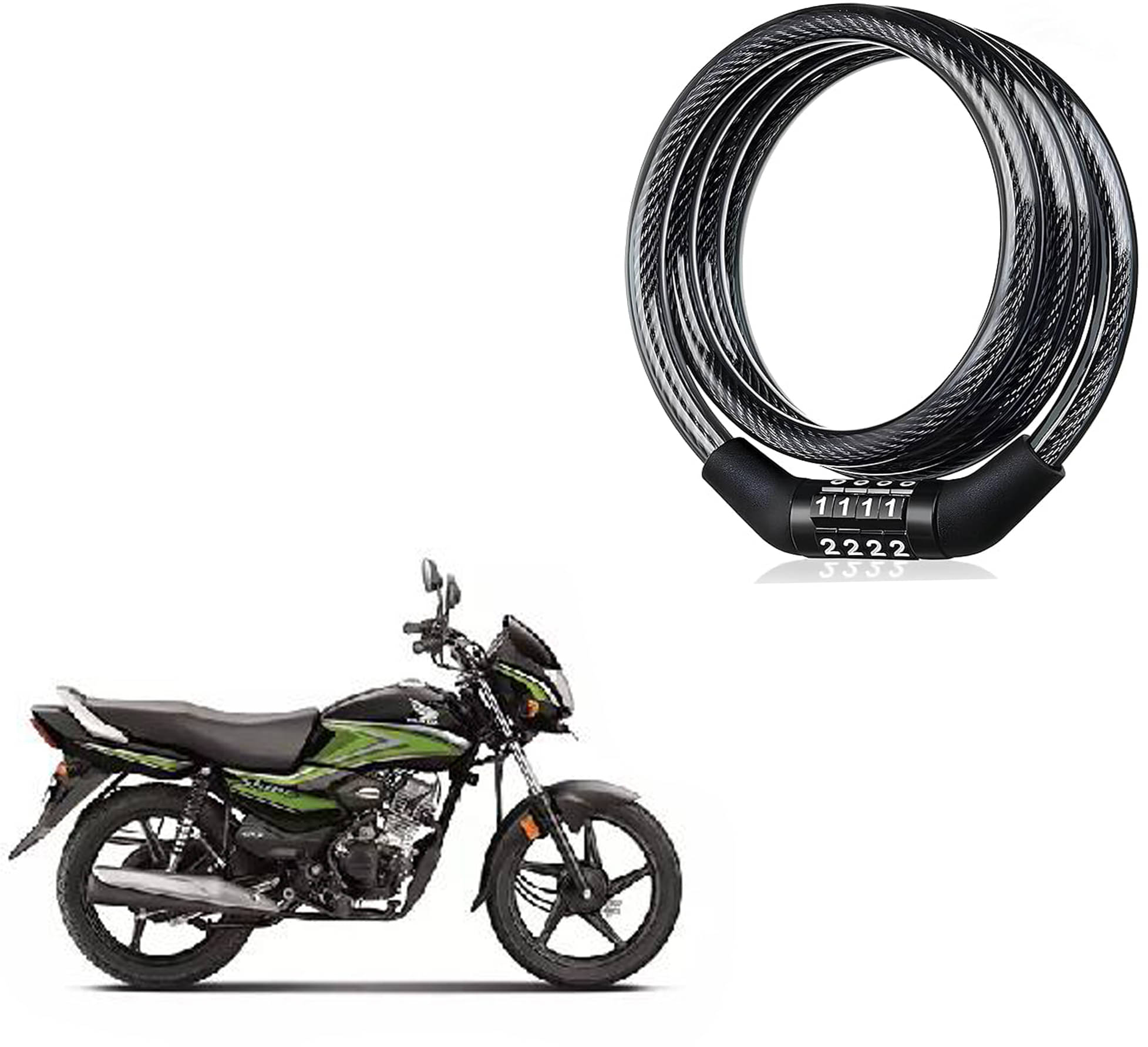     			4-Digit Combination Cable Lock - Pack of 1, Anti-Theft Security, Durable & Reliable, Resettable Password Lock for Bike, Helmet, Cycle, Luggage & More, Strong Steel Wire, PVC Coating,