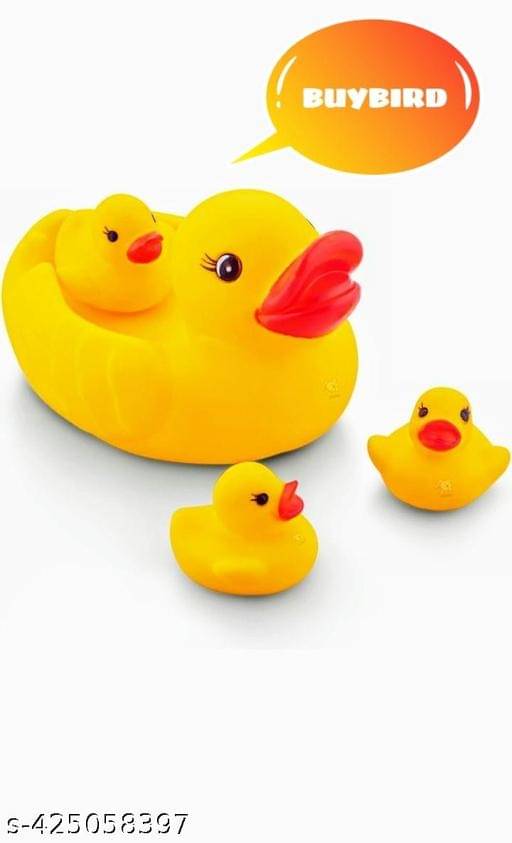     			4 Pcs Squeaky Rubber Duck Family Toy Set for Baby and Toddlers | Baby Bathing, Floating, Water Pool, Tub Toys | Soft Duck Family - 1 Parent Duck with Squeaky Sound and 3 Child Ducks
