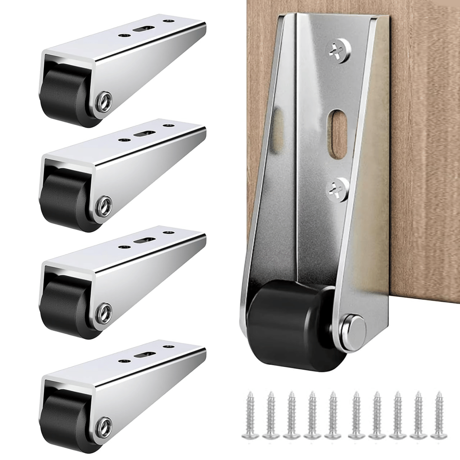 4Pcs Caster Wheels with 360° Smooth Mobility, Heavy Duty Side Mount Caster Wheels Wooden Door Drooping Support Wheel Sinking Door Bottom Pulley Directional Wheel