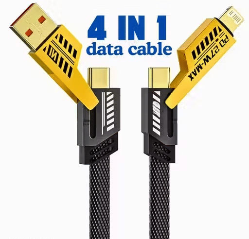     			4in1 Super Fast Charging DATA Cable with Led , USB to Type C data Cable, Type C to C , C to C Data Cable , USB A to Lightning data cable for iPhone data Cable , C to C Data Cable (Up to 60 Watt Fast Charging Data Cable)