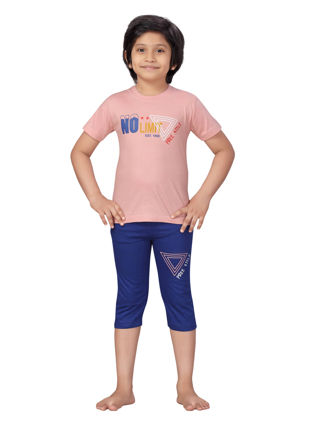     			Aarika Pack of 1 Boys Cotton Blend Nightsuit Set ( Peach )