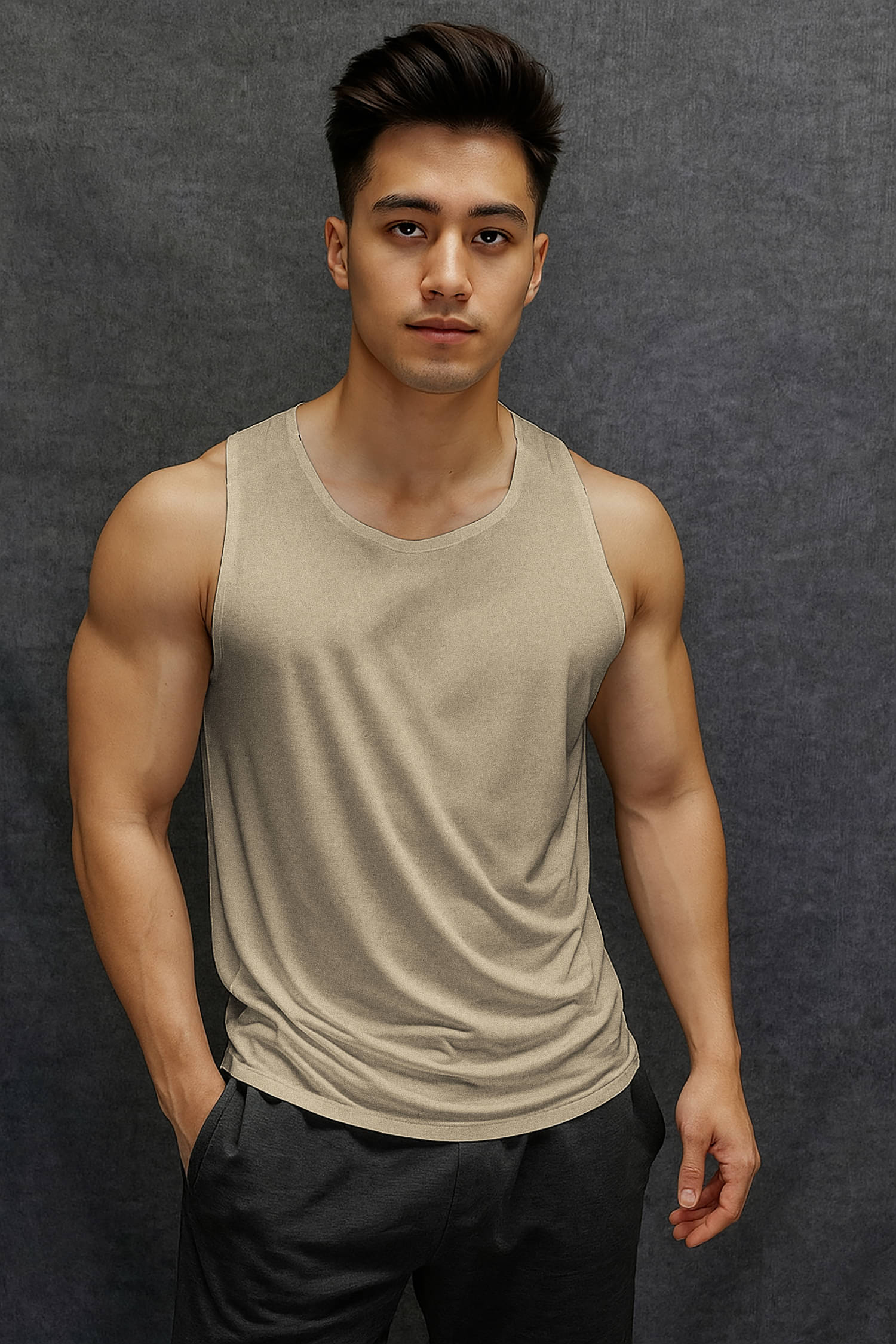     			Aiza Collection Pack of 1 Cotton Blend Basic Vest For Men ( Beige )